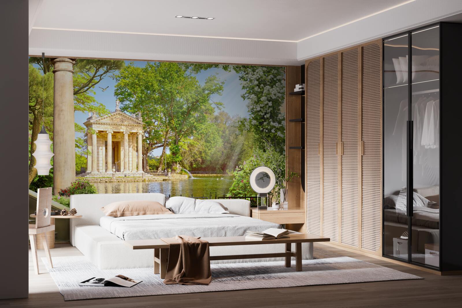 Fotobehang panorama van het meer en het paviljoen