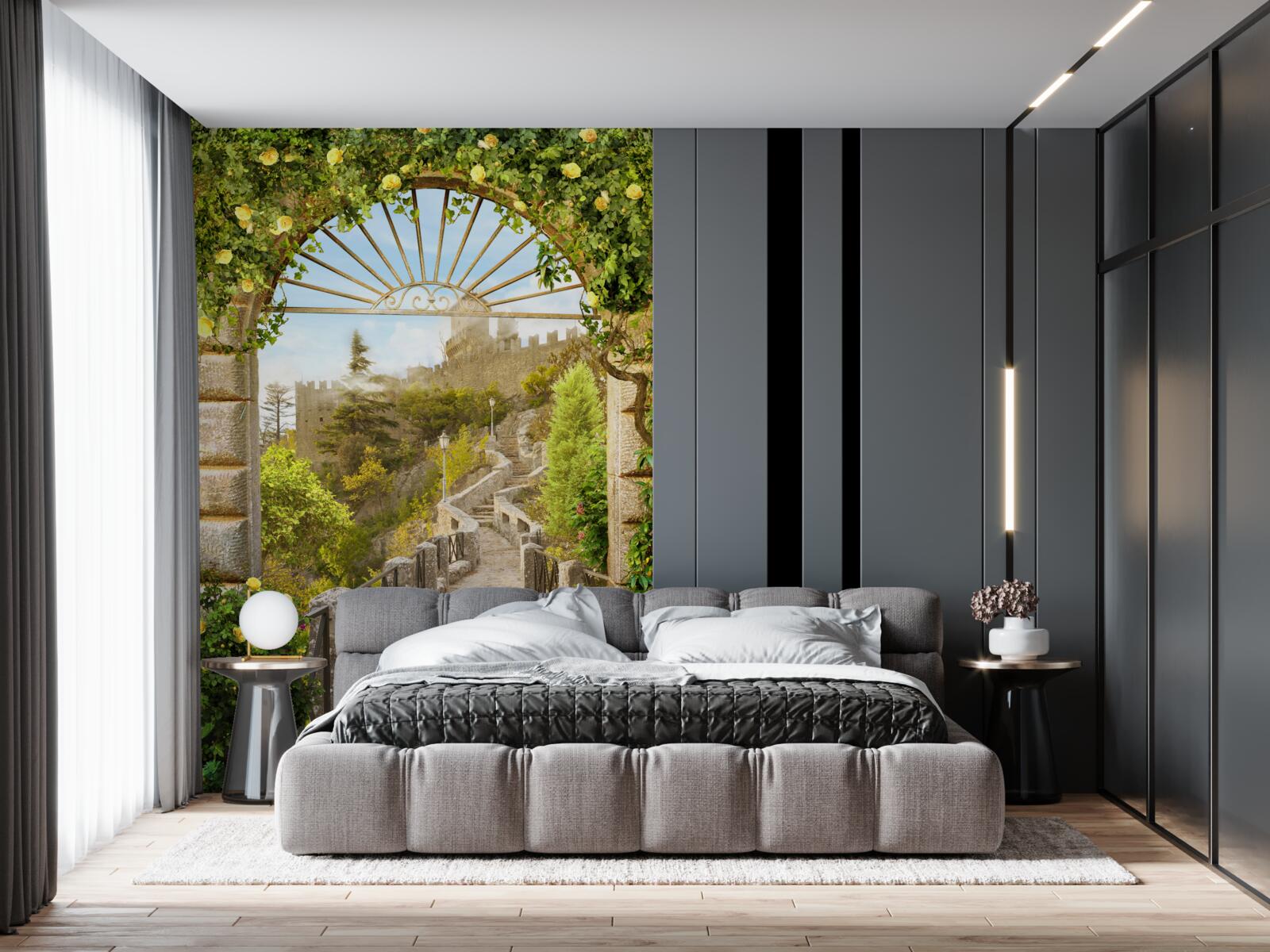 Fotobehang groene strik versierd met citroenen