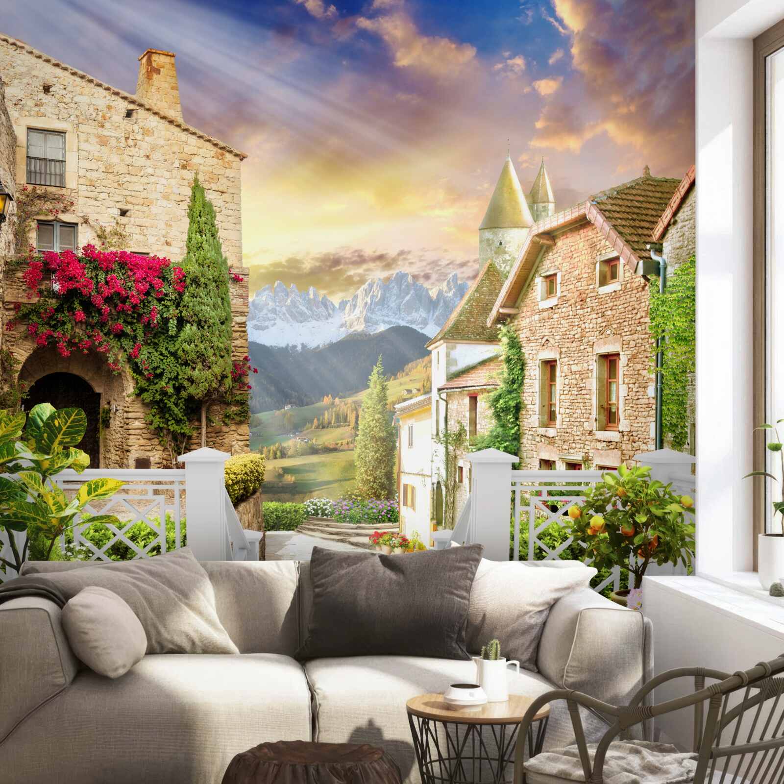 Fotobehang veranda in provençaalse stijl