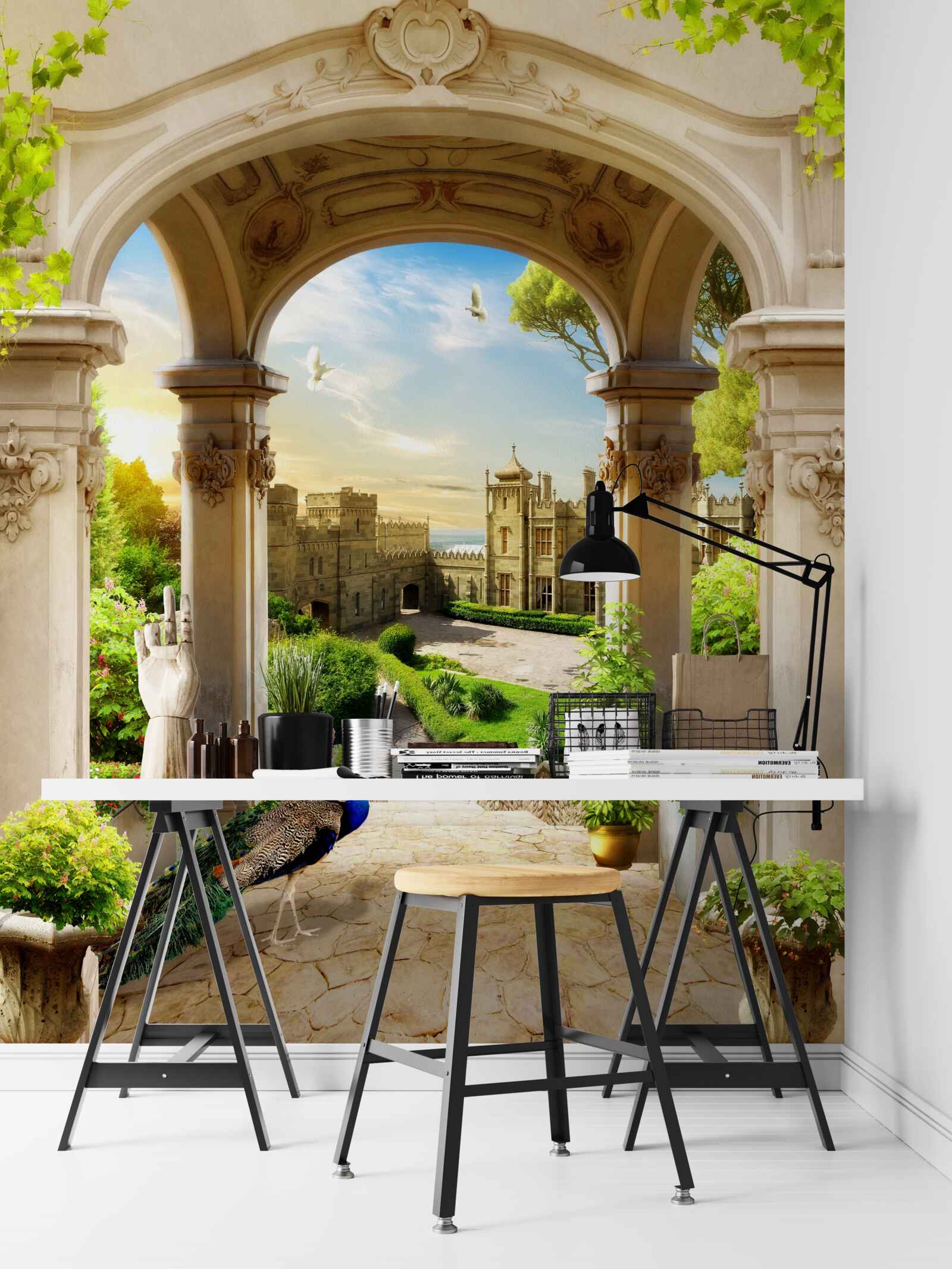 Fotobehang platform met kolommen