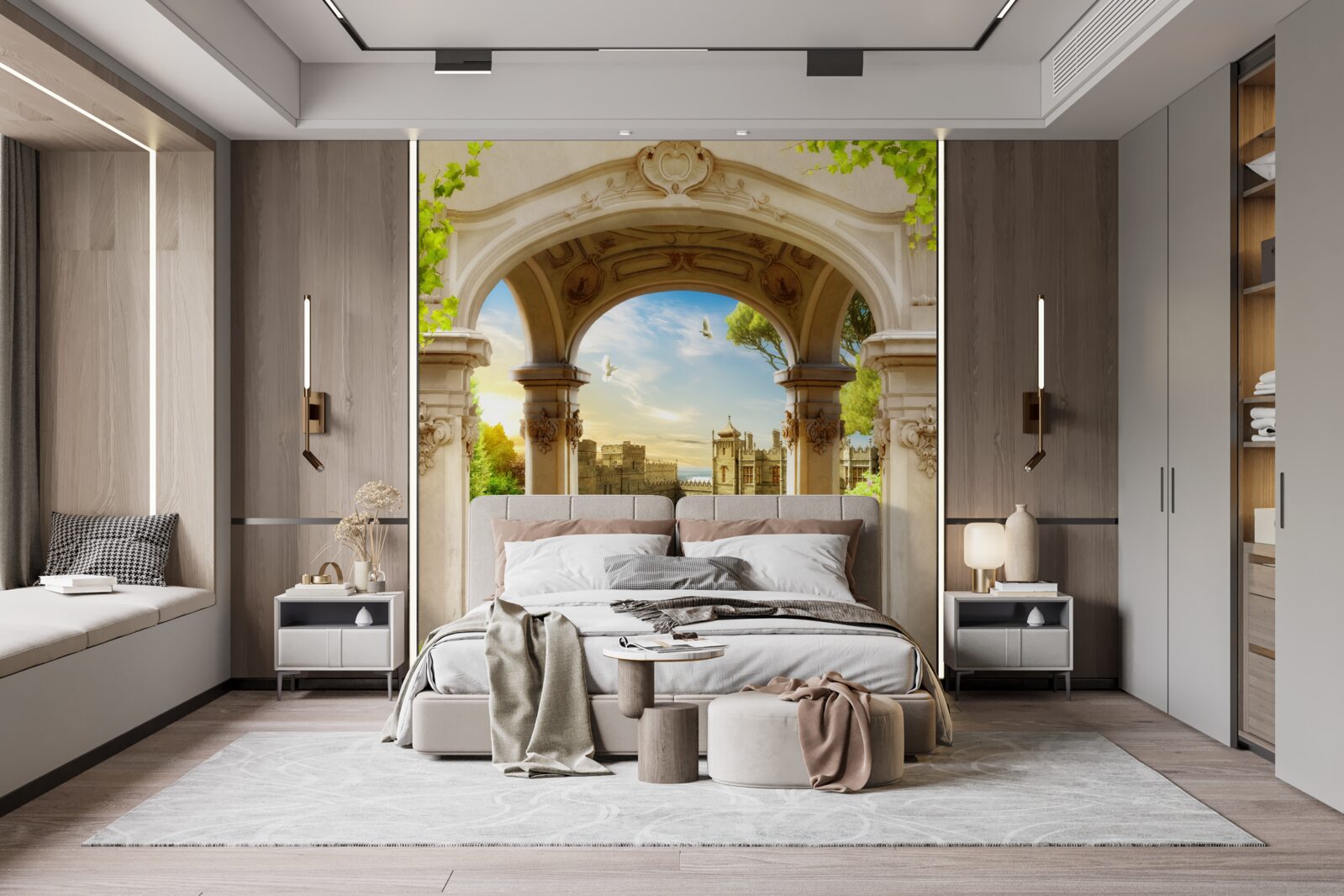 Fotobehang platform met kolommen