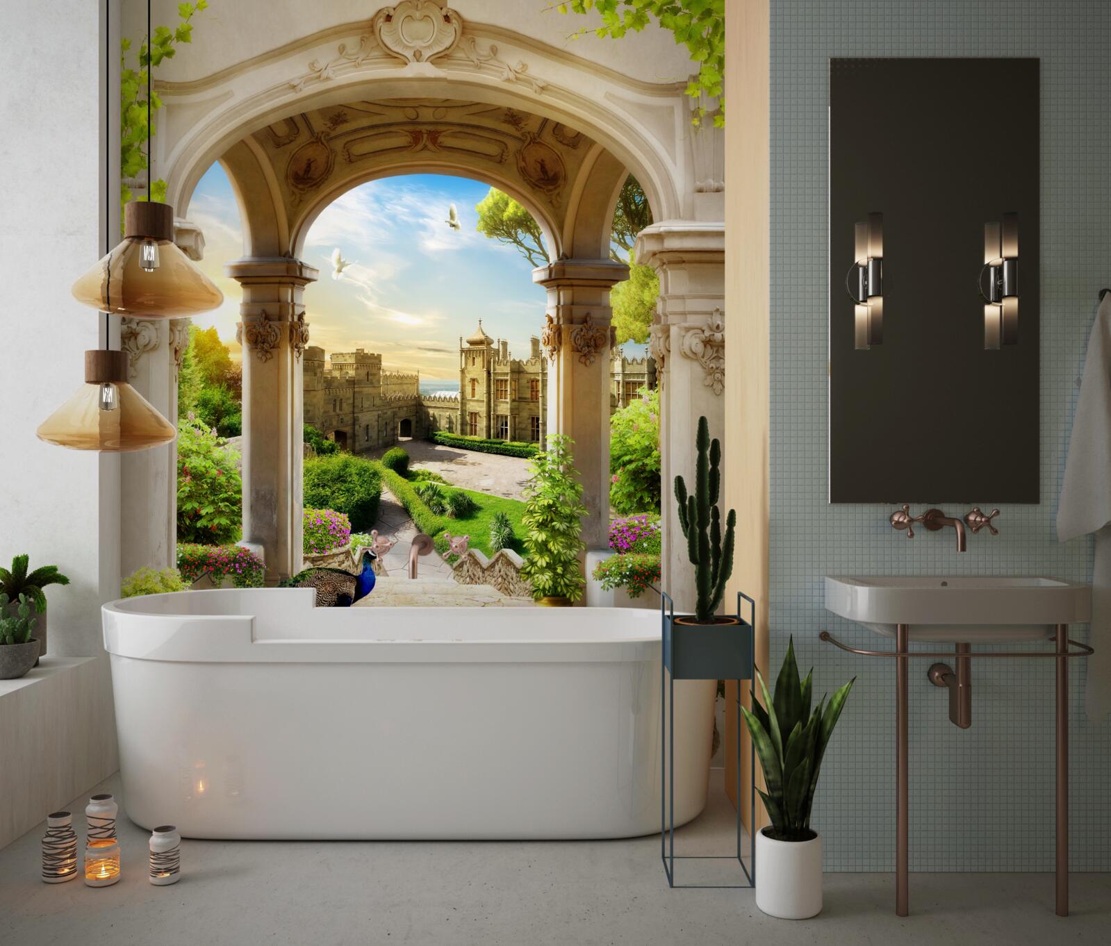 Fotobehang platform met kolommen