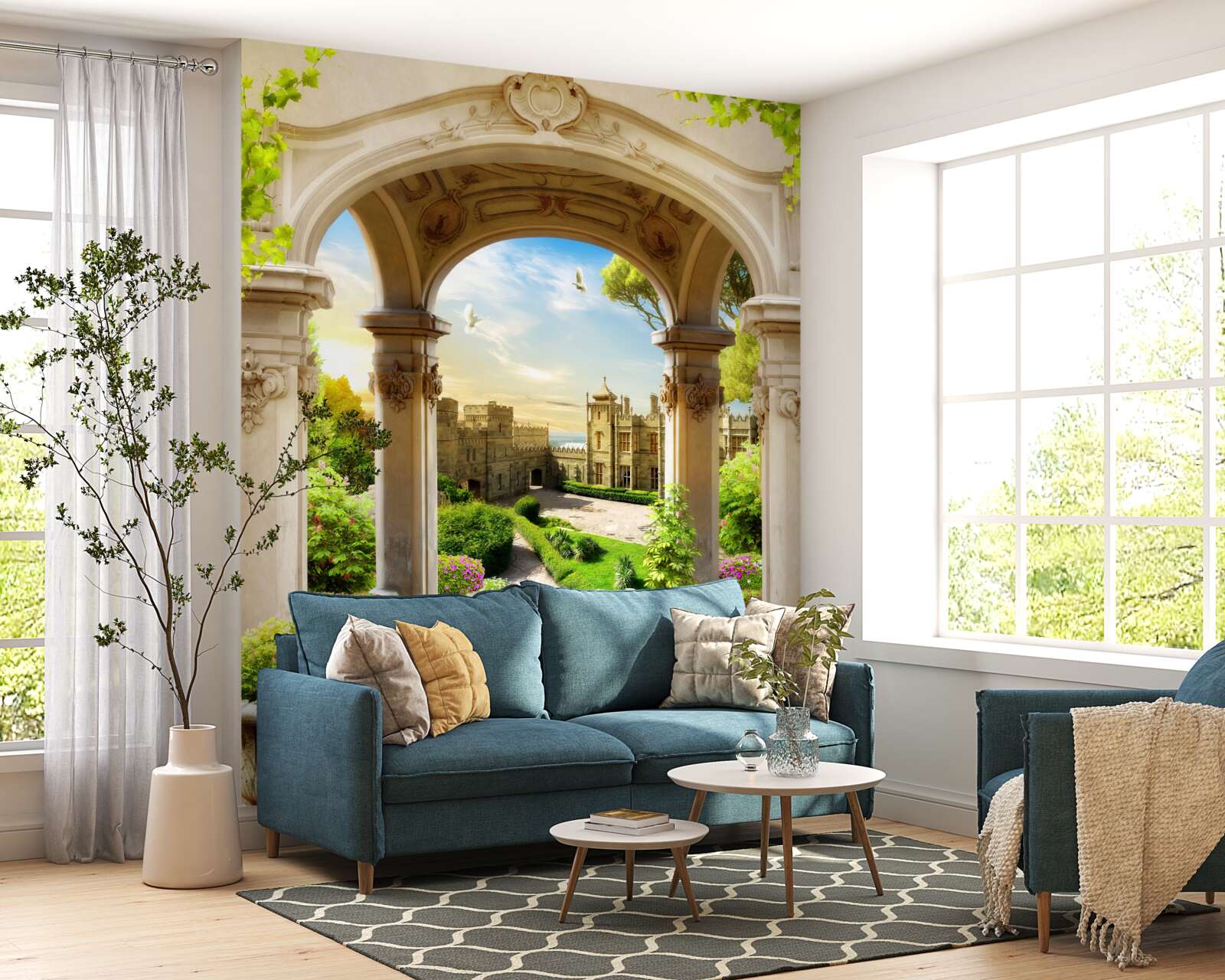 Fotobehang platform met kolommen