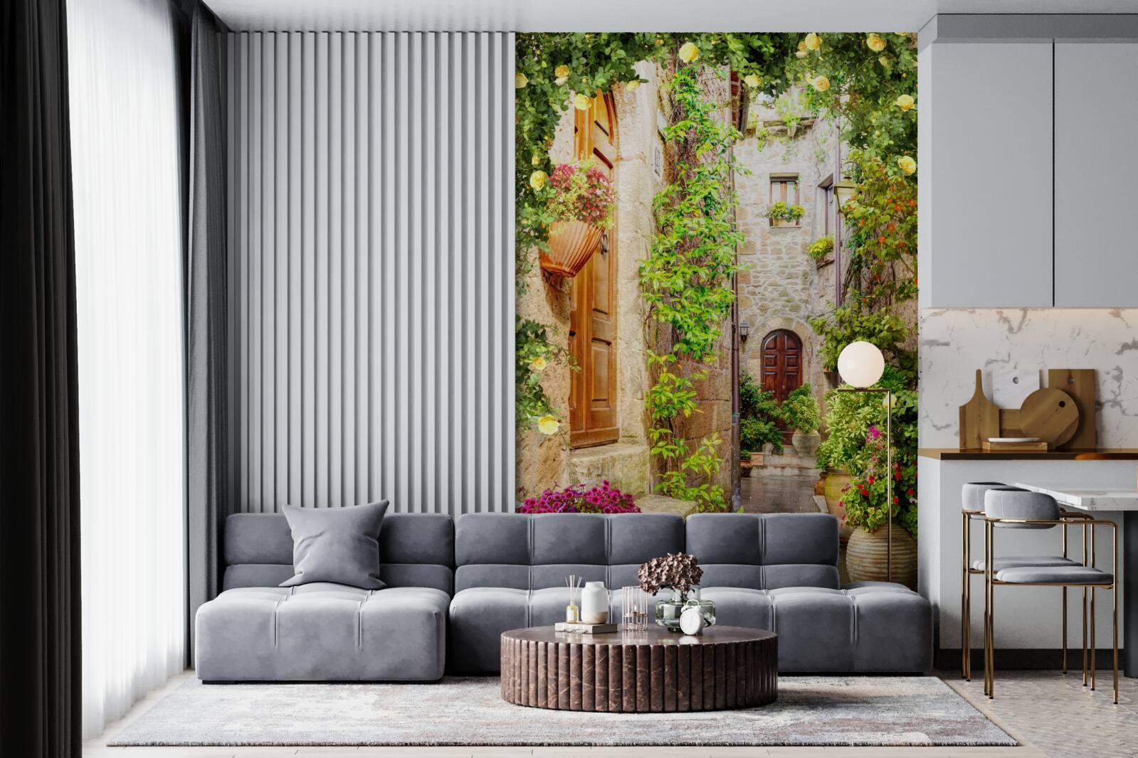 Fotobehang smalle stadsstraat