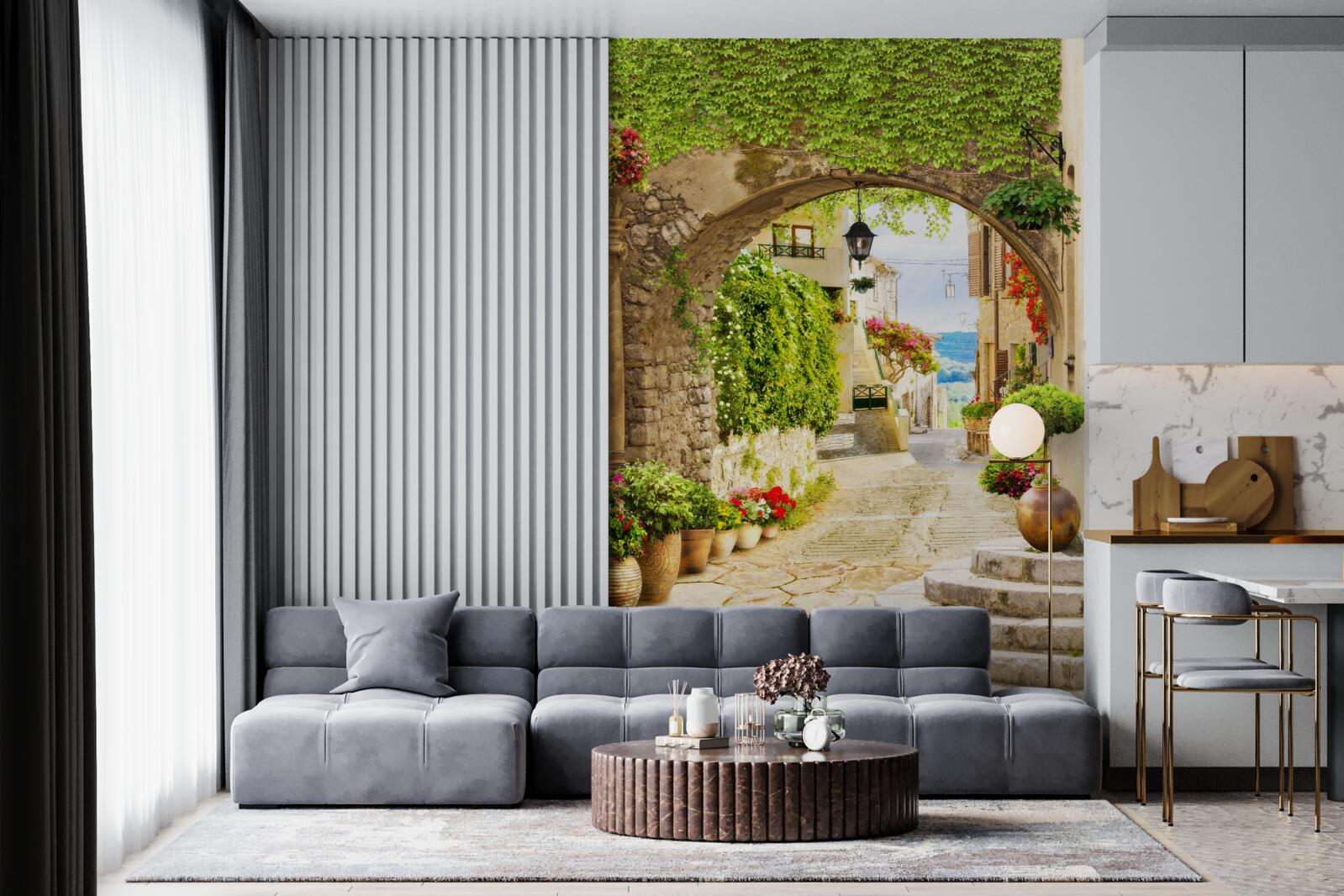 Fotobehang pad van de laan naar de zee