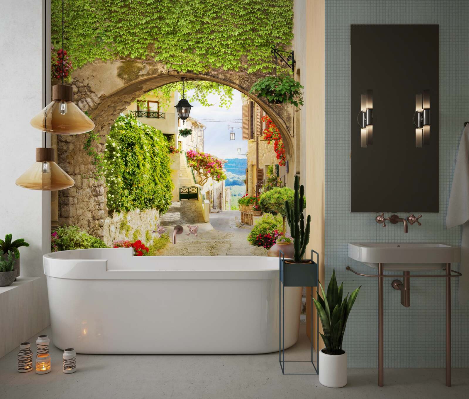 Fotobehang pad van de laan naar de zee