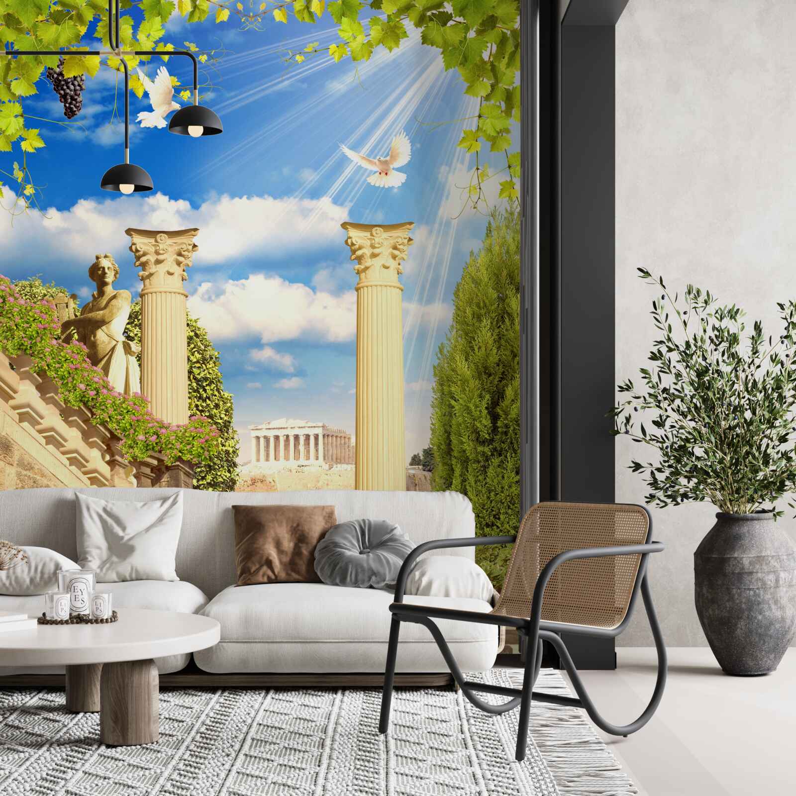 Fotobehang Zuilen en beeldhouwwerk in Griekse stijl