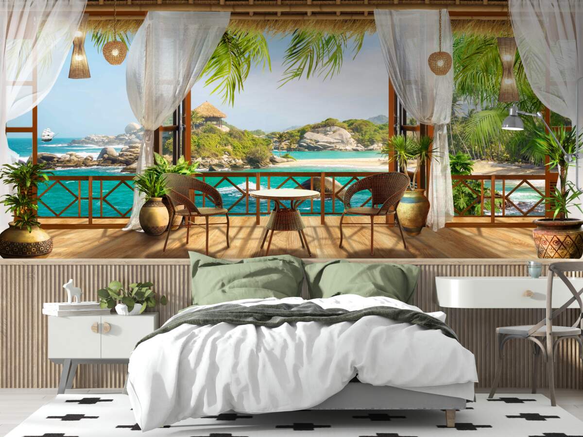 Fotobehang veranda op een exotisch eiland