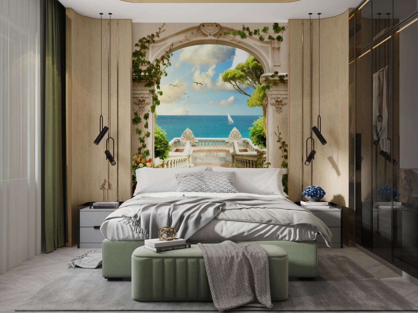 Fotobehang doorgang naar een plek met een prachtig uitzicht op zee