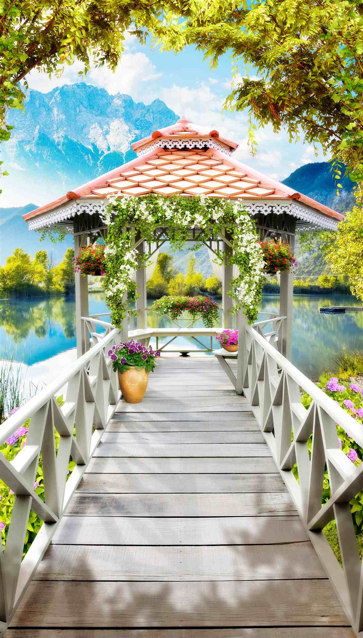 Fotobehang overgang naar het paviljoen