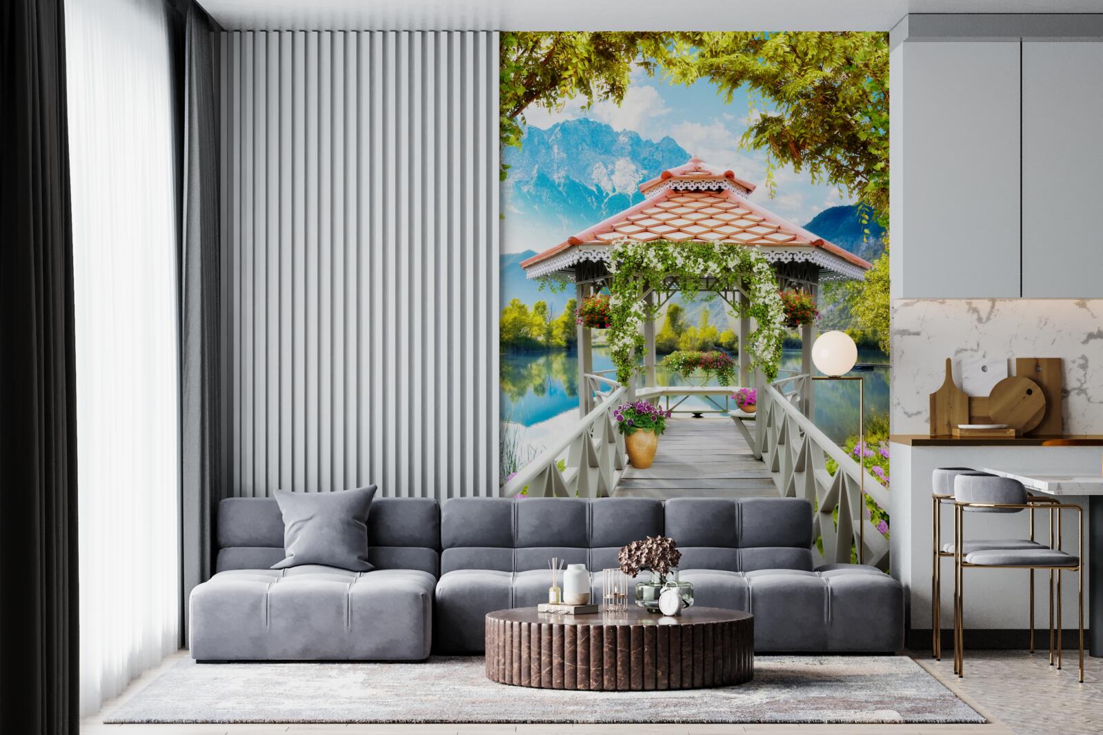 Fotobehang overgang naar het paviljoen