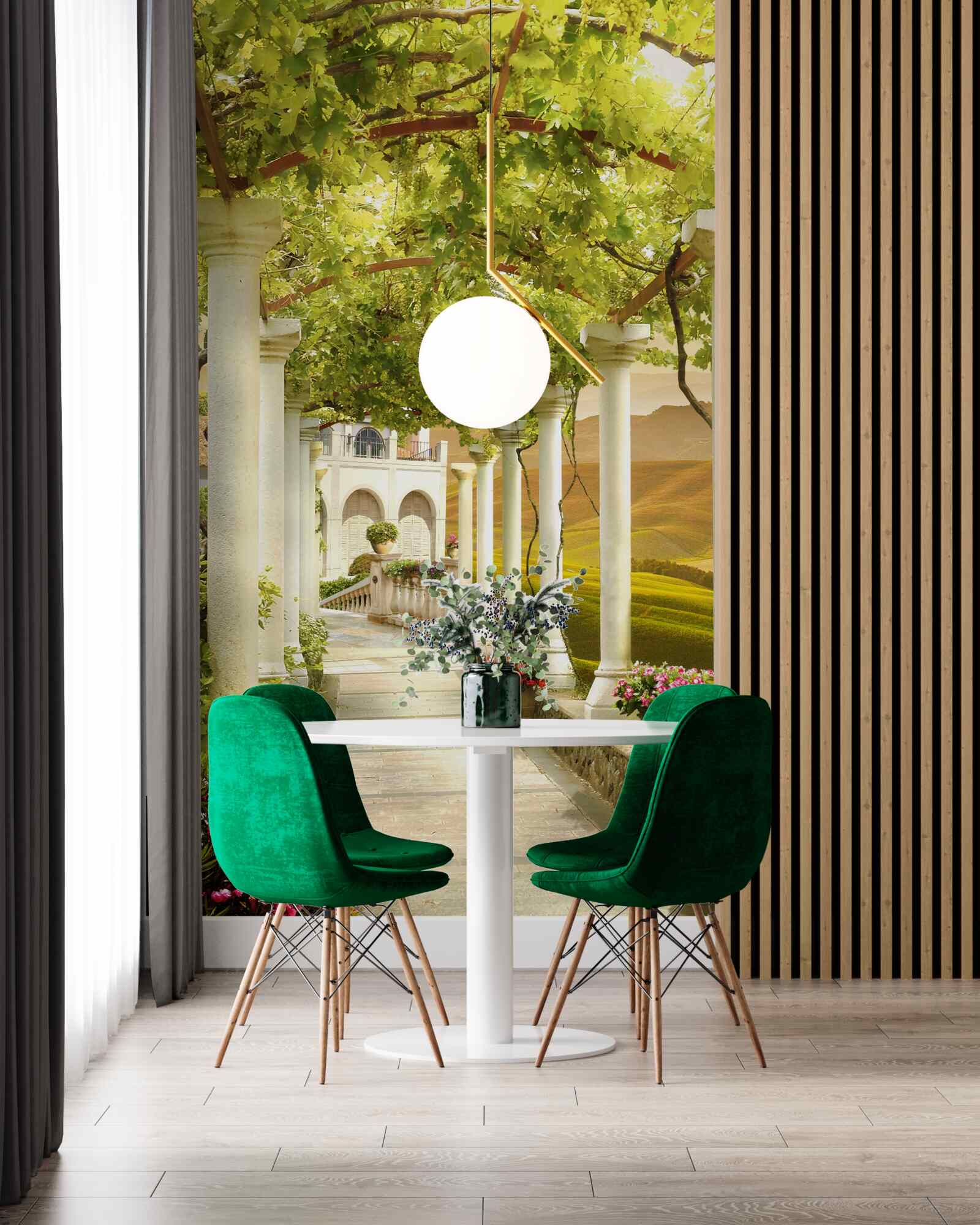 Fotobehang de wijnranken wikkelen zich rond de kolommen