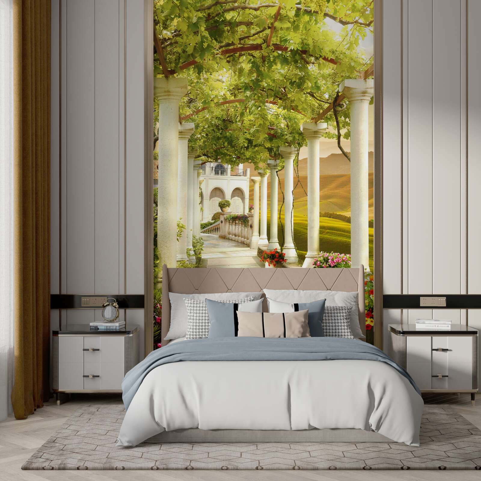 Fotobehang de wijnranken wikkelen zich rond de kolommen