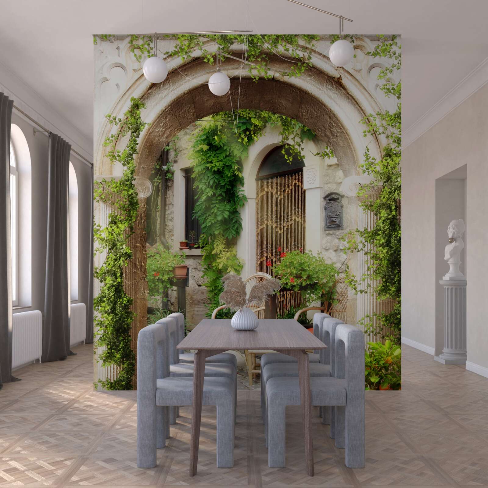 Fotobehang oude binnenplaats in het historische deel van de stad