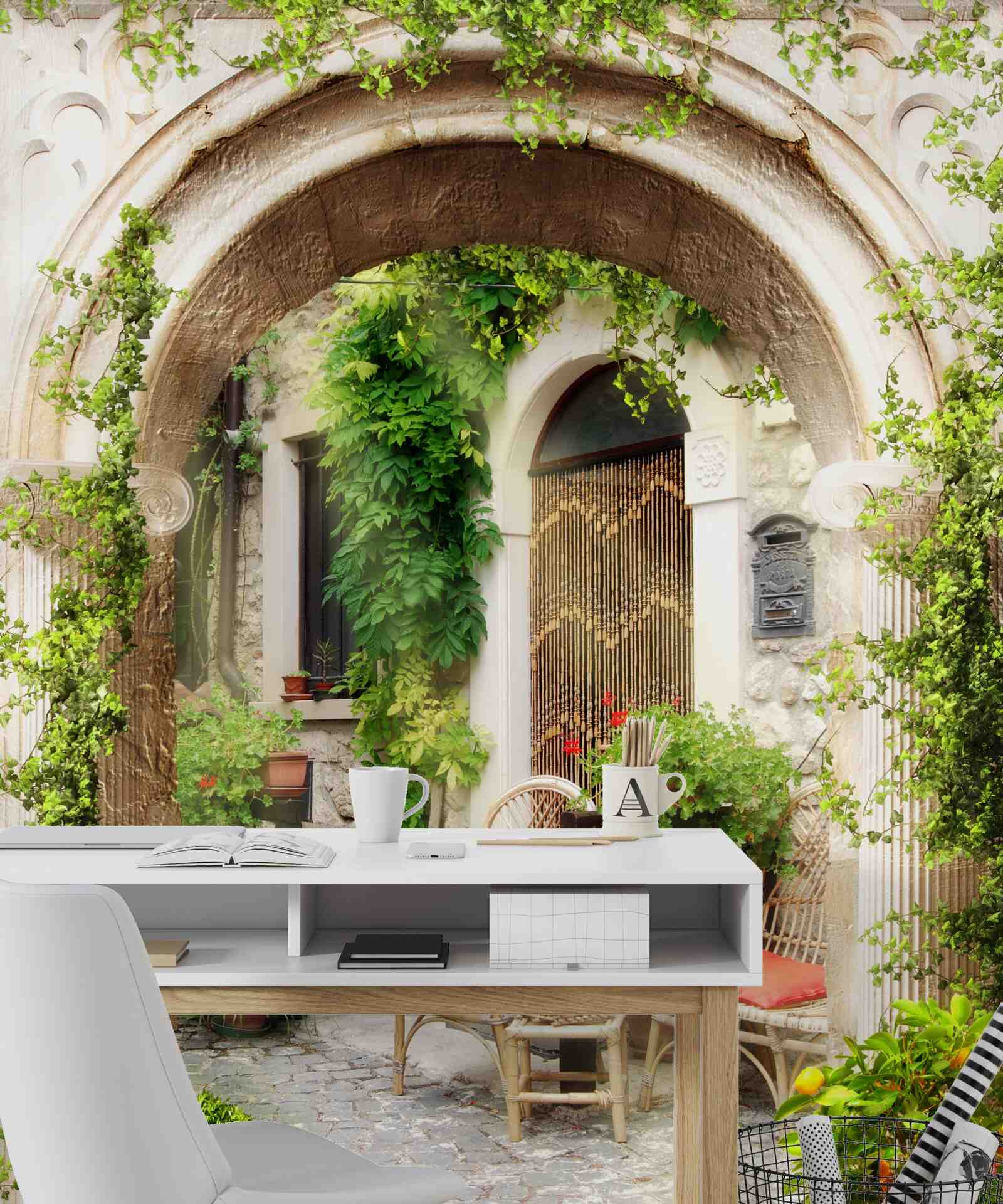 Fotobehang oude binnenplaats in het historische deel van de stad