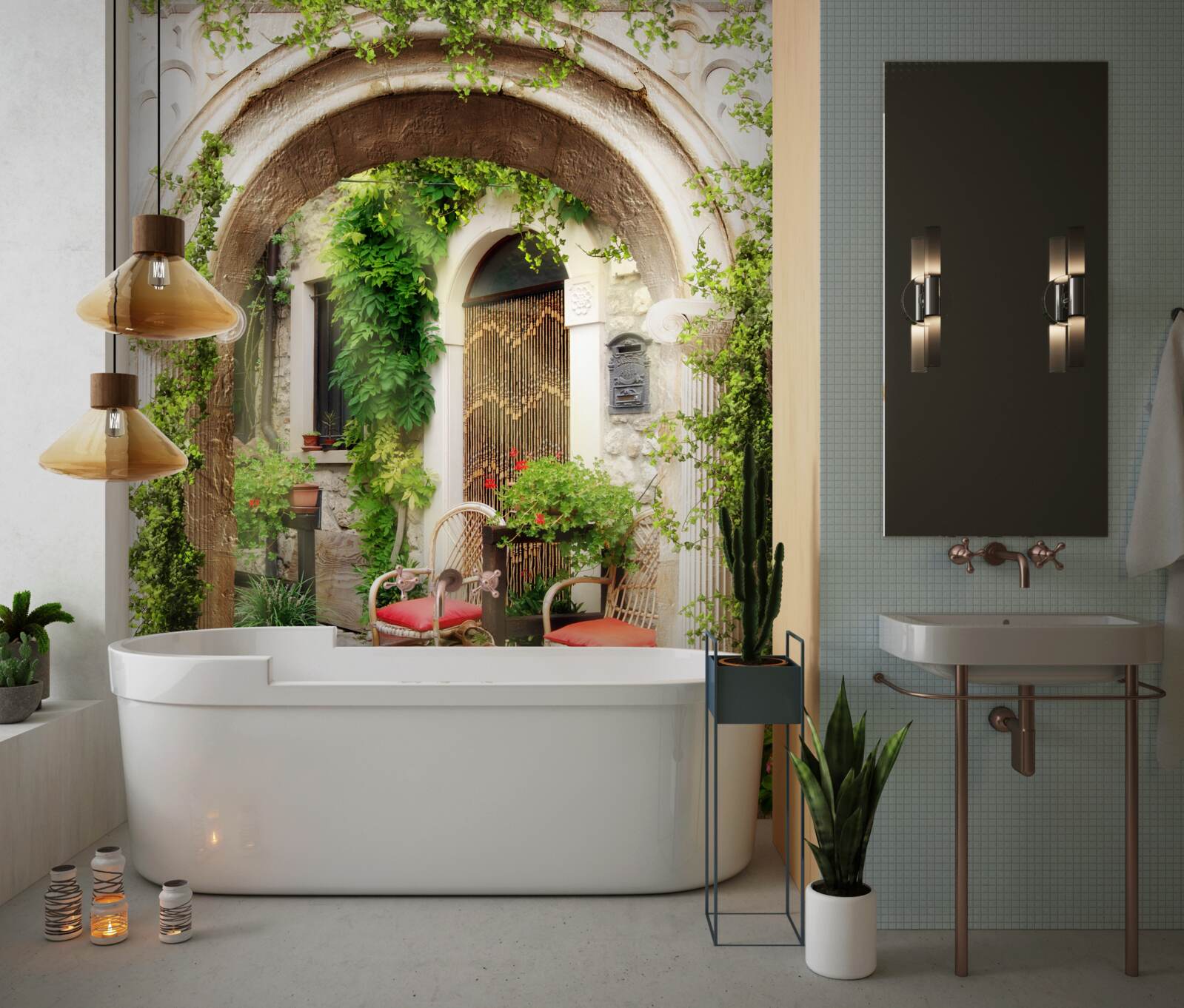 Fotobehang oude binnenplaats in het historische deel van de stad