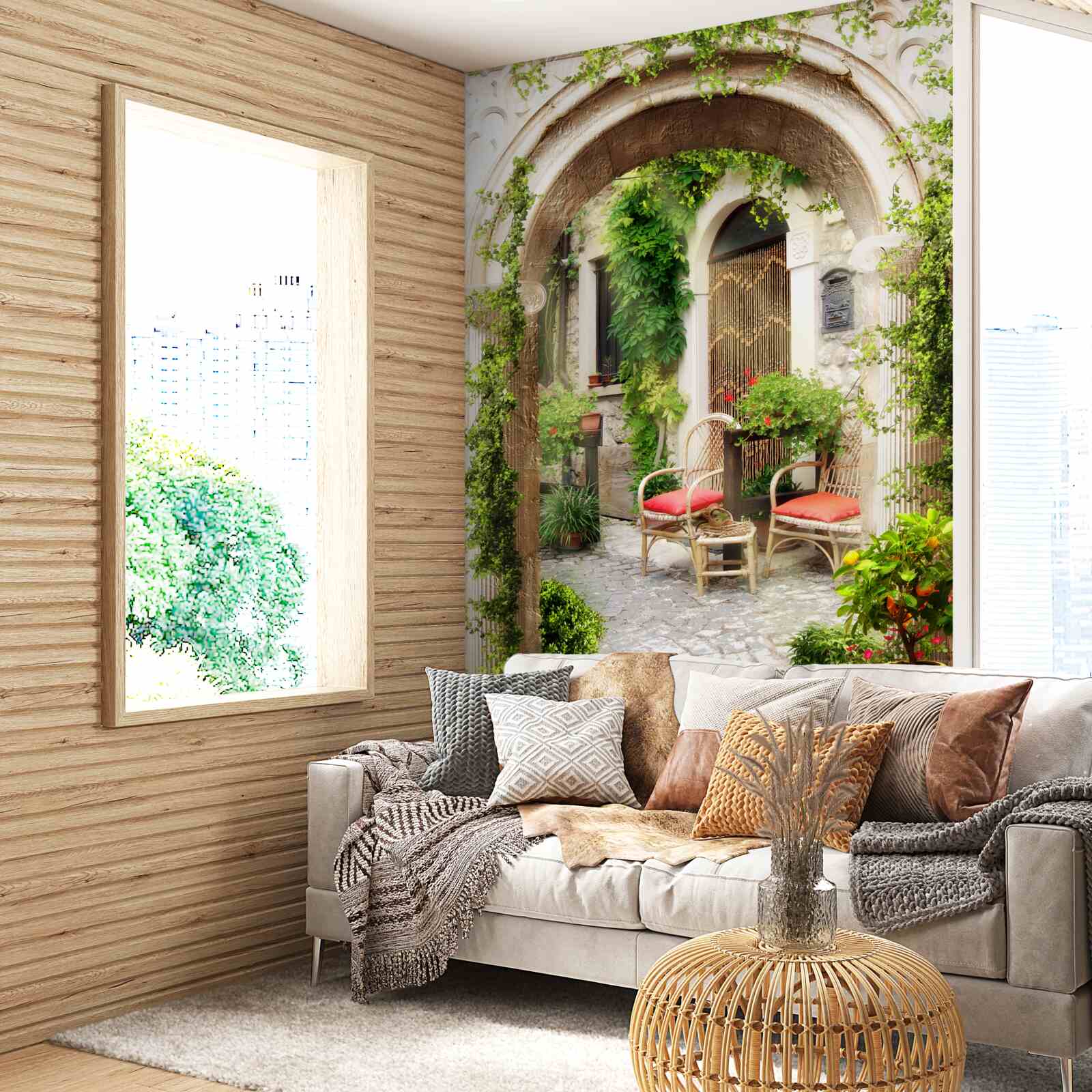 Fotobehang oude binnenplaats in het historische deel van de stad