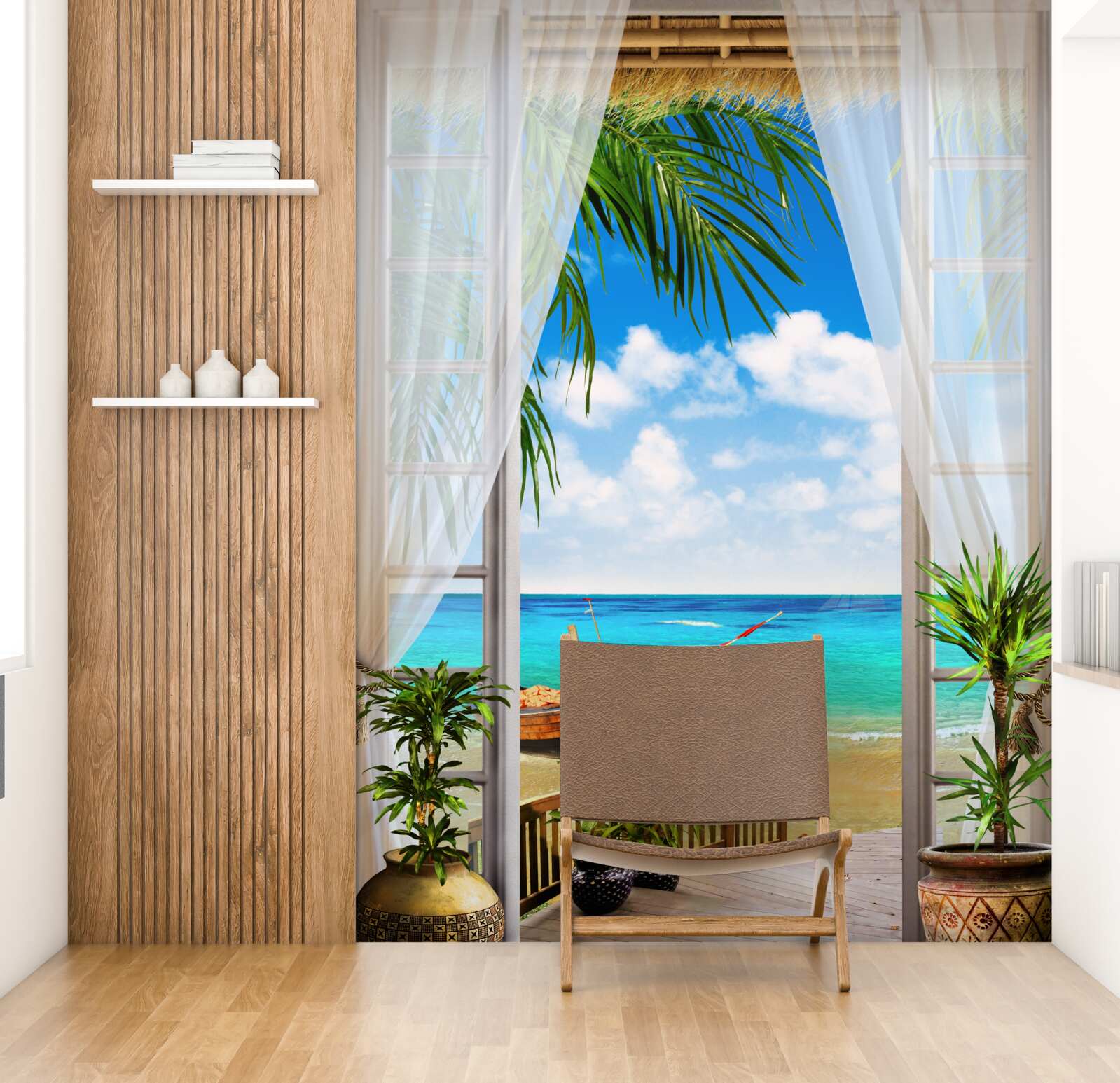 Fotobehang toegang tot de zee en boten