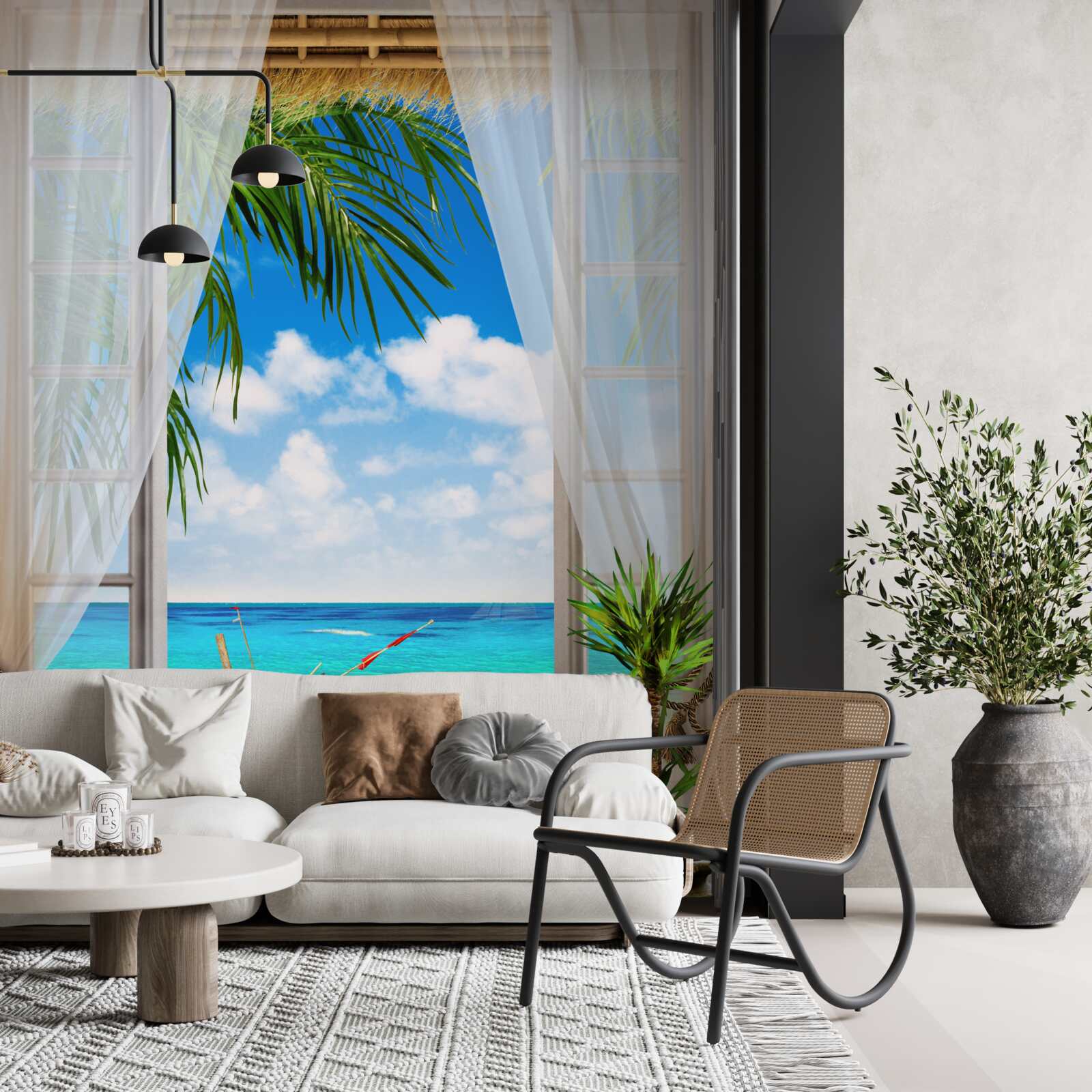 Fotobehang toegang tot de zee en boten