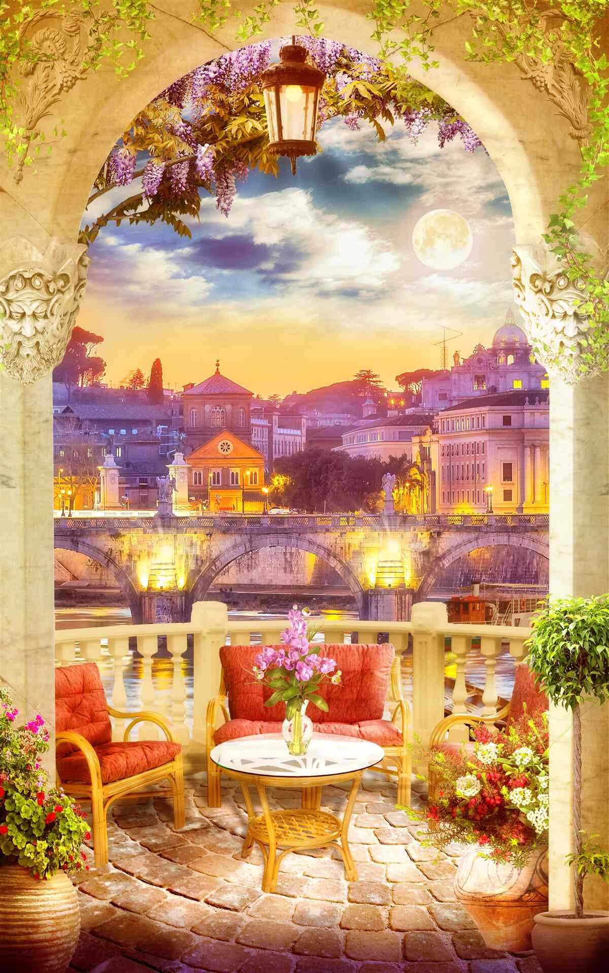 Fotobehang loggia met loungemeubels