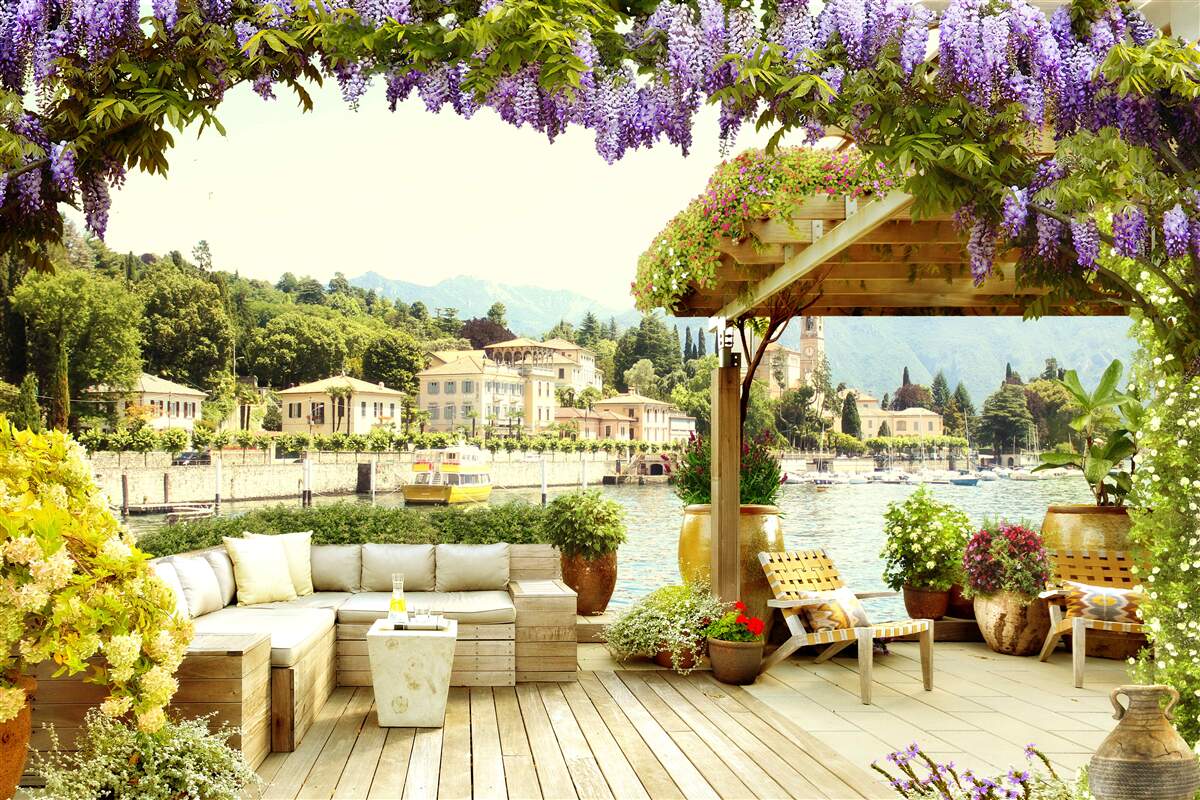 Fotobehang object met een lila dak