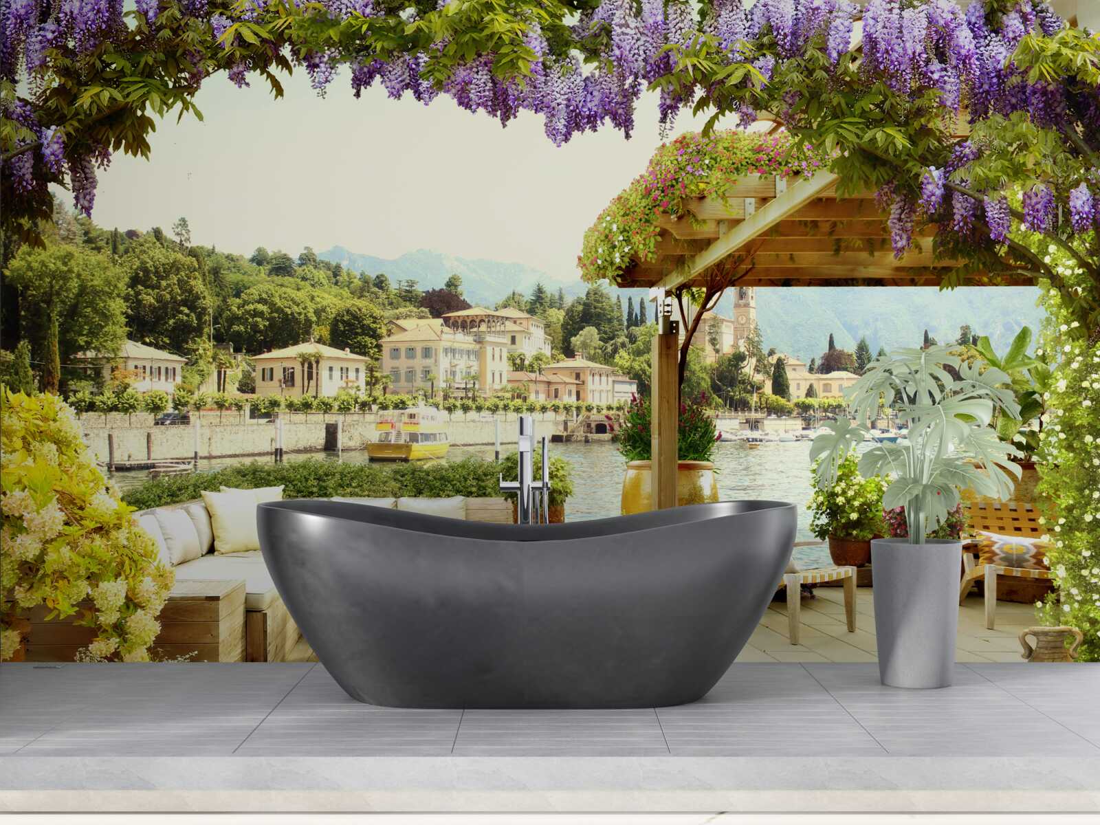 Fotobehang object met een lila dak