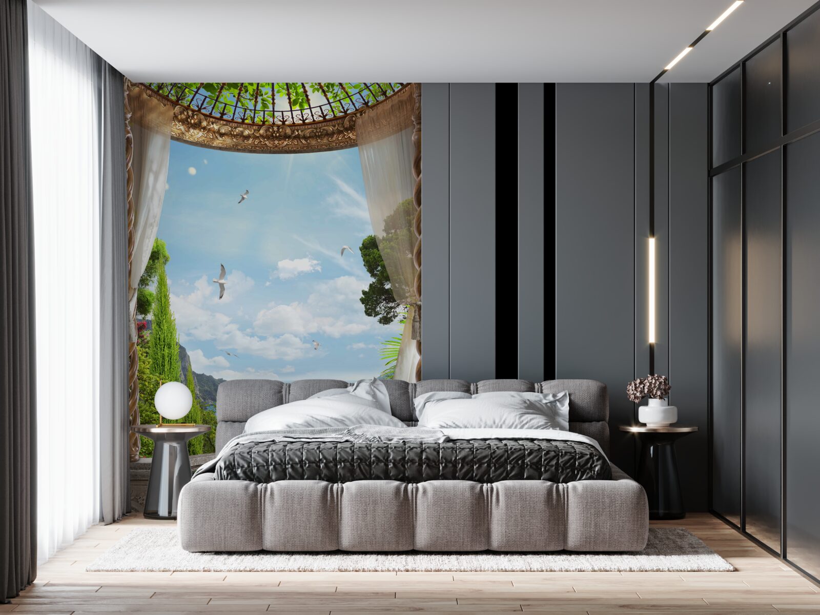 Fotobehang het prachtige uitzicht vanaf het balkon