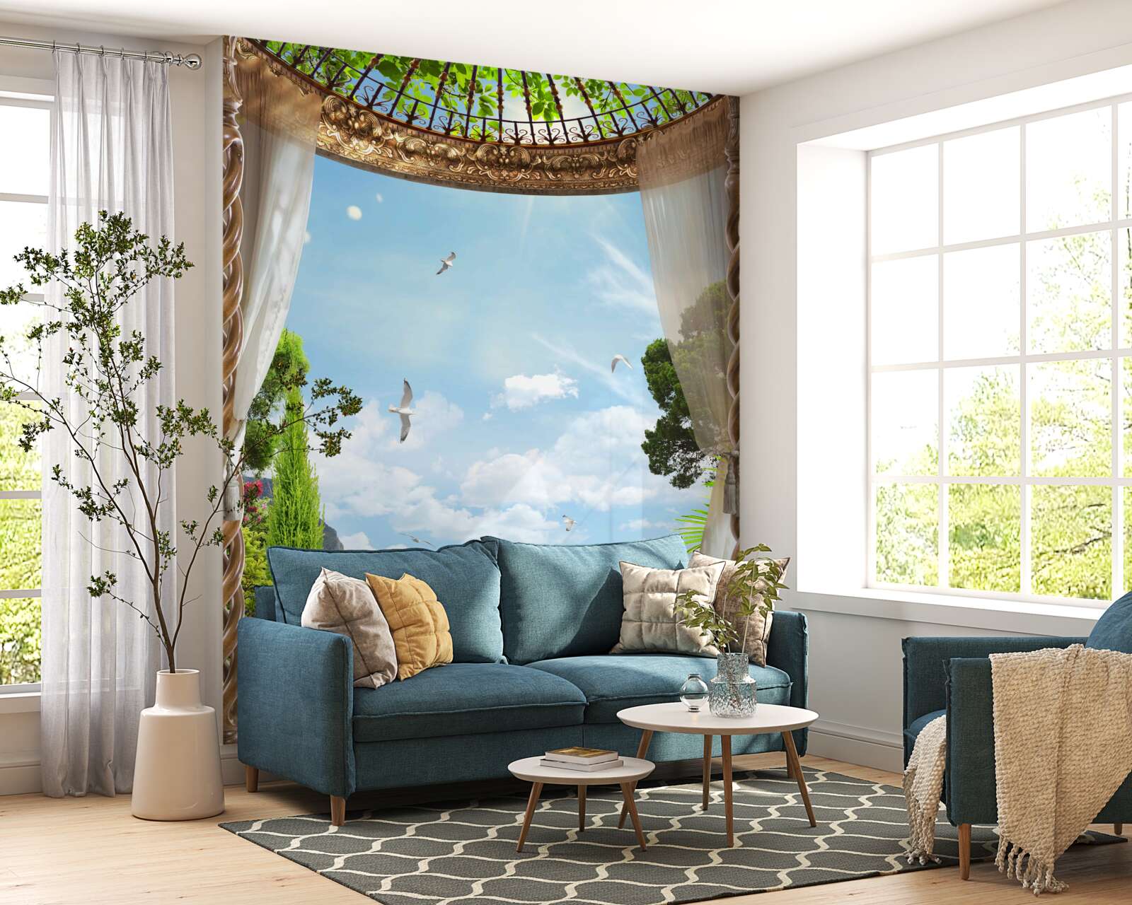 Fotobehang het prachtige uitzicht vanaf het balkon