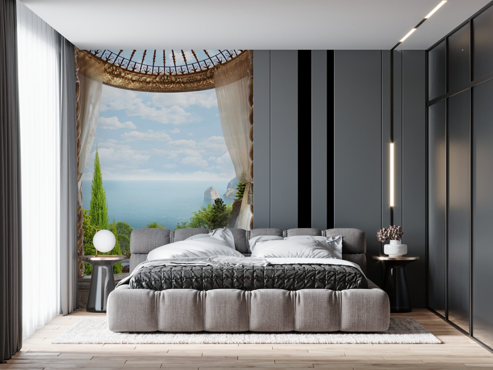 Fotobehang balkon met prachtig uitzicht