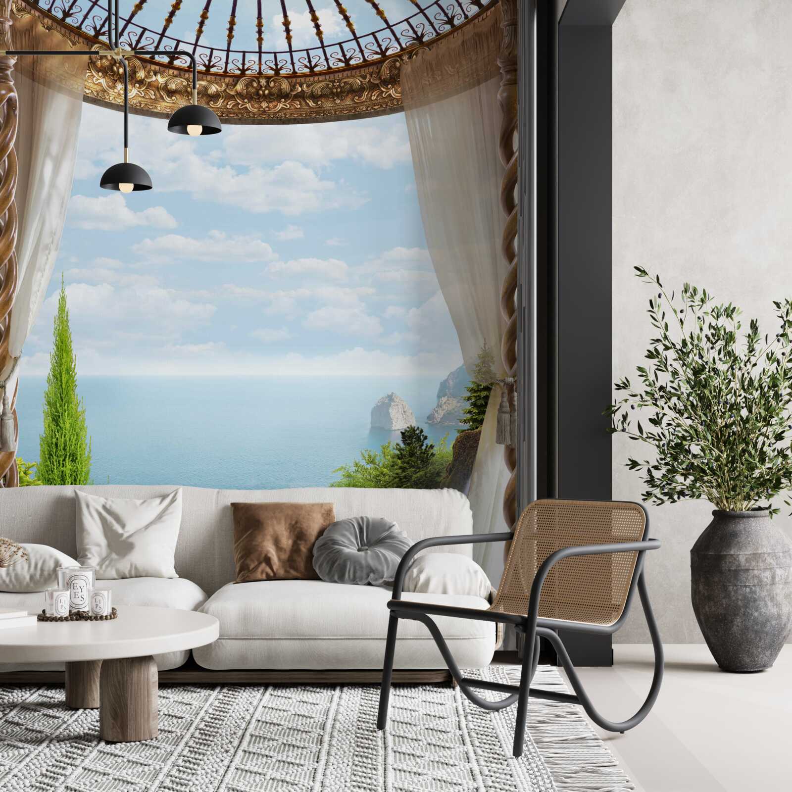 Fotobehang balkon met prachtig uitzicht