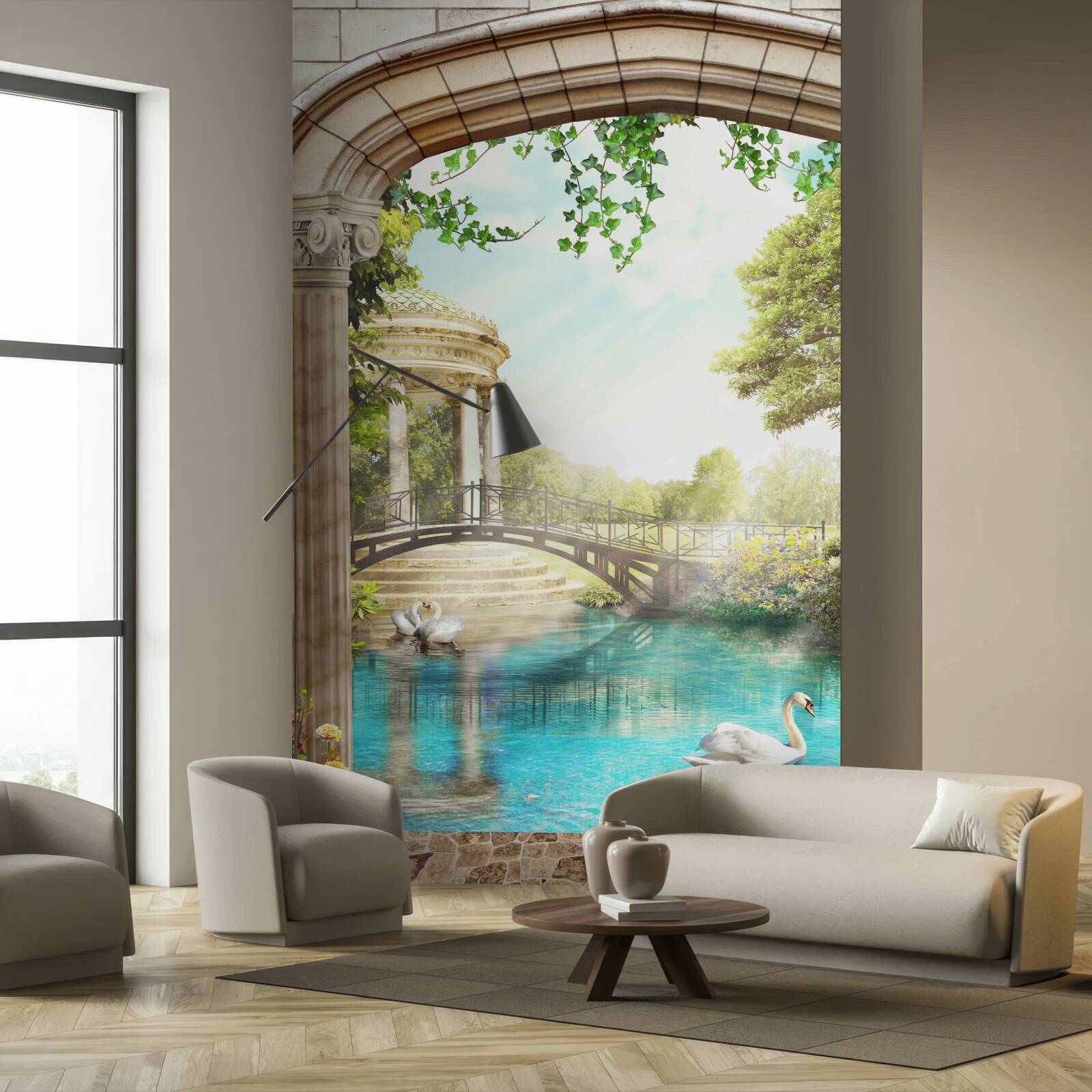 Fotobehang Zwanenmeer paviljoen