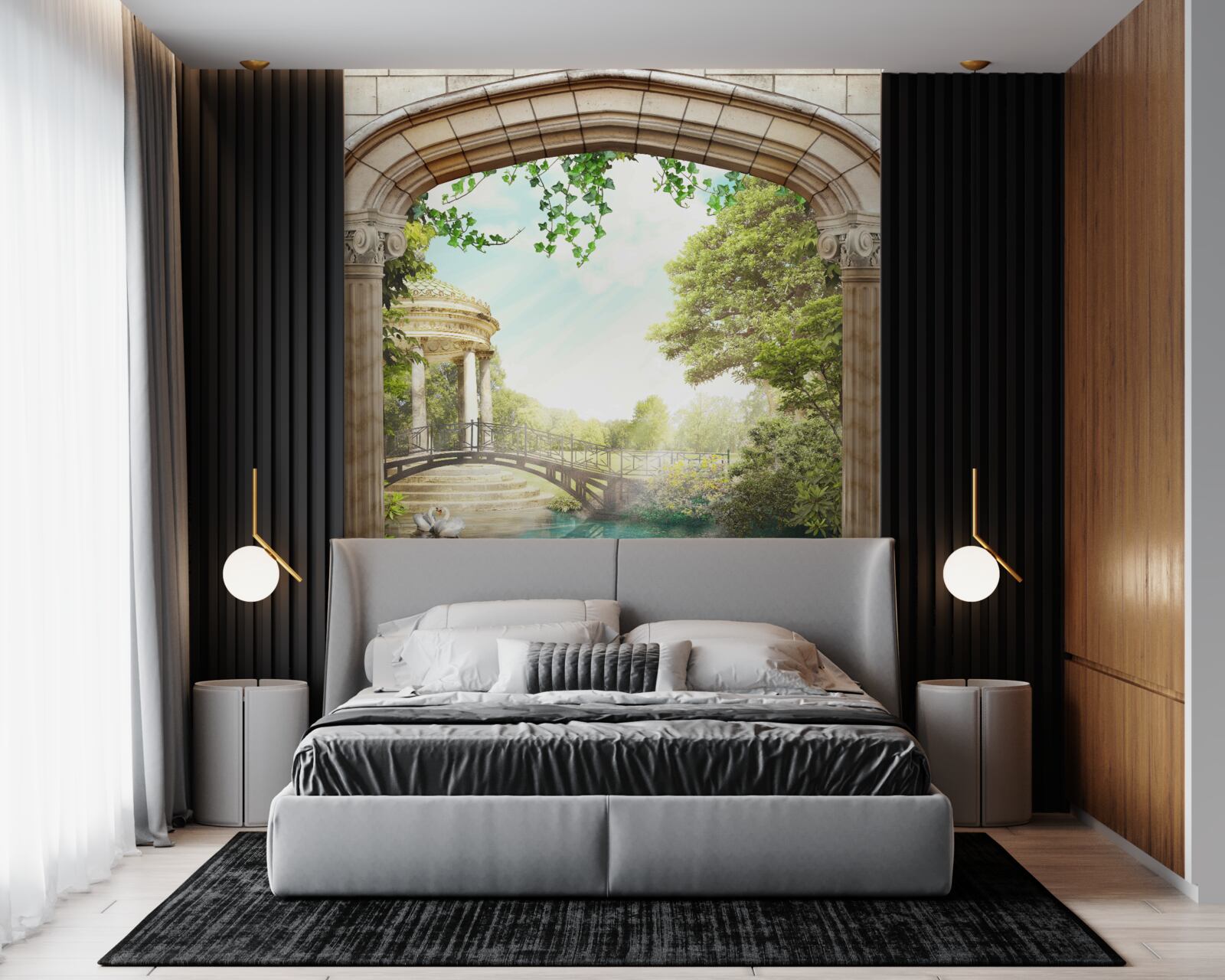 Fotobehang Zwanenmeer paviljoen