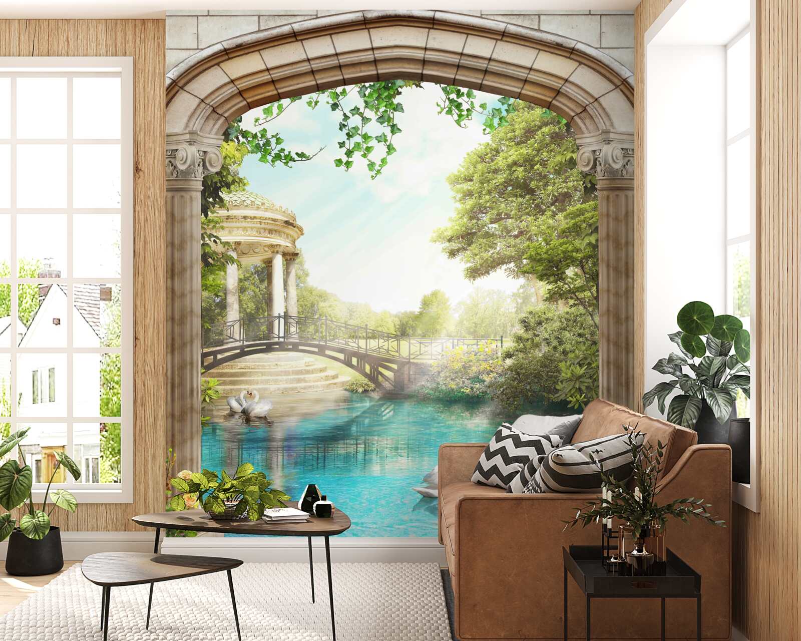 Fotobehang Zwanenmeer paviljoen