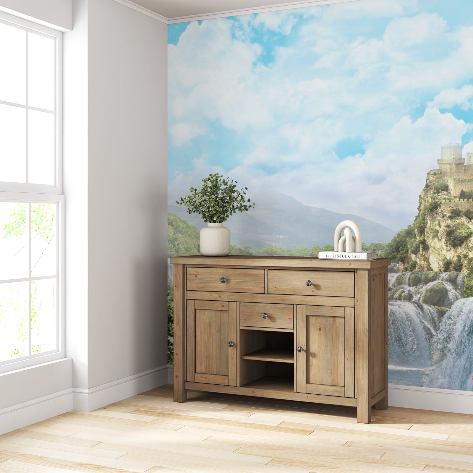 Fotobehang pad naar de watervallen