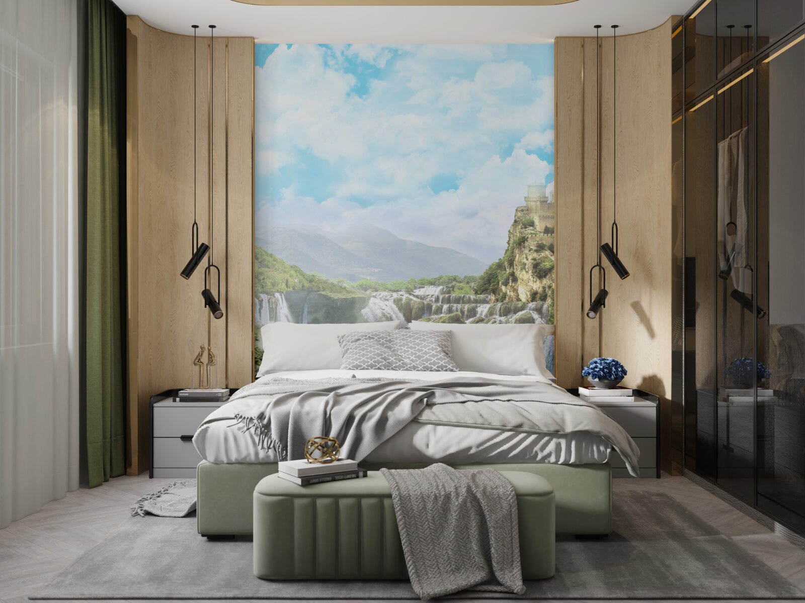 Fotobehang pad naar de watervallen