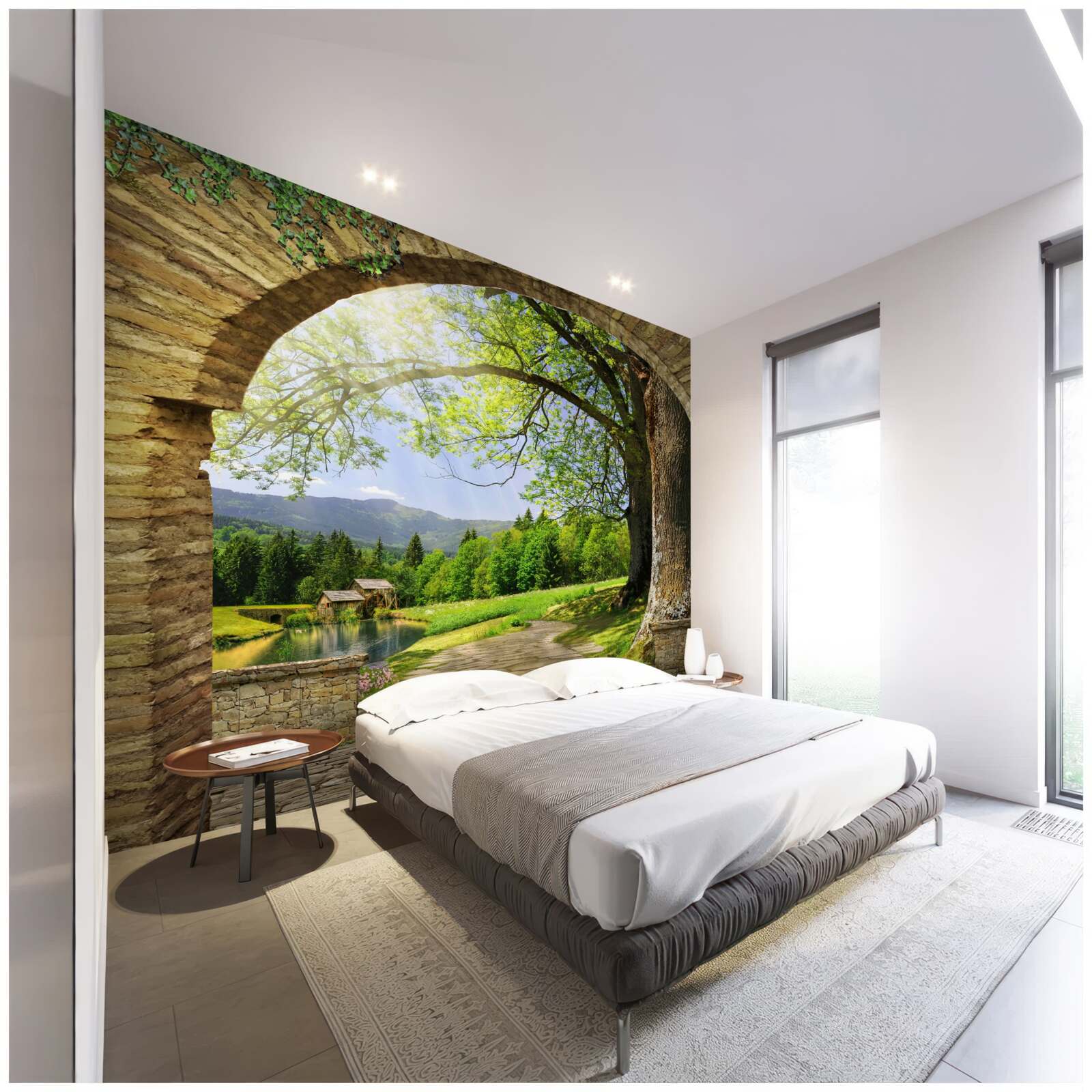 Fotobehang uitgang van de boog naar het bos