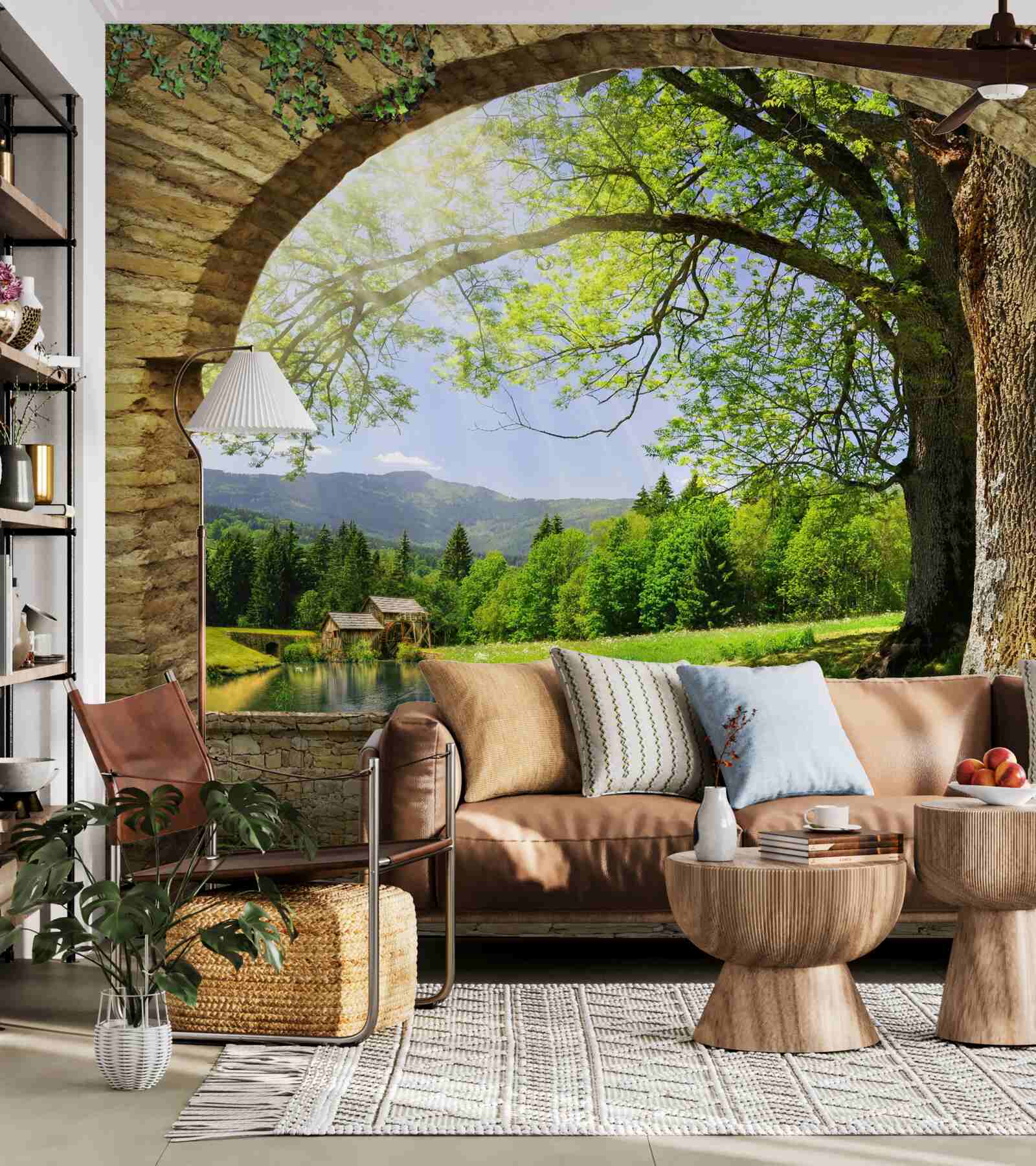 Fotobehang uitgang van de boog naar het bos