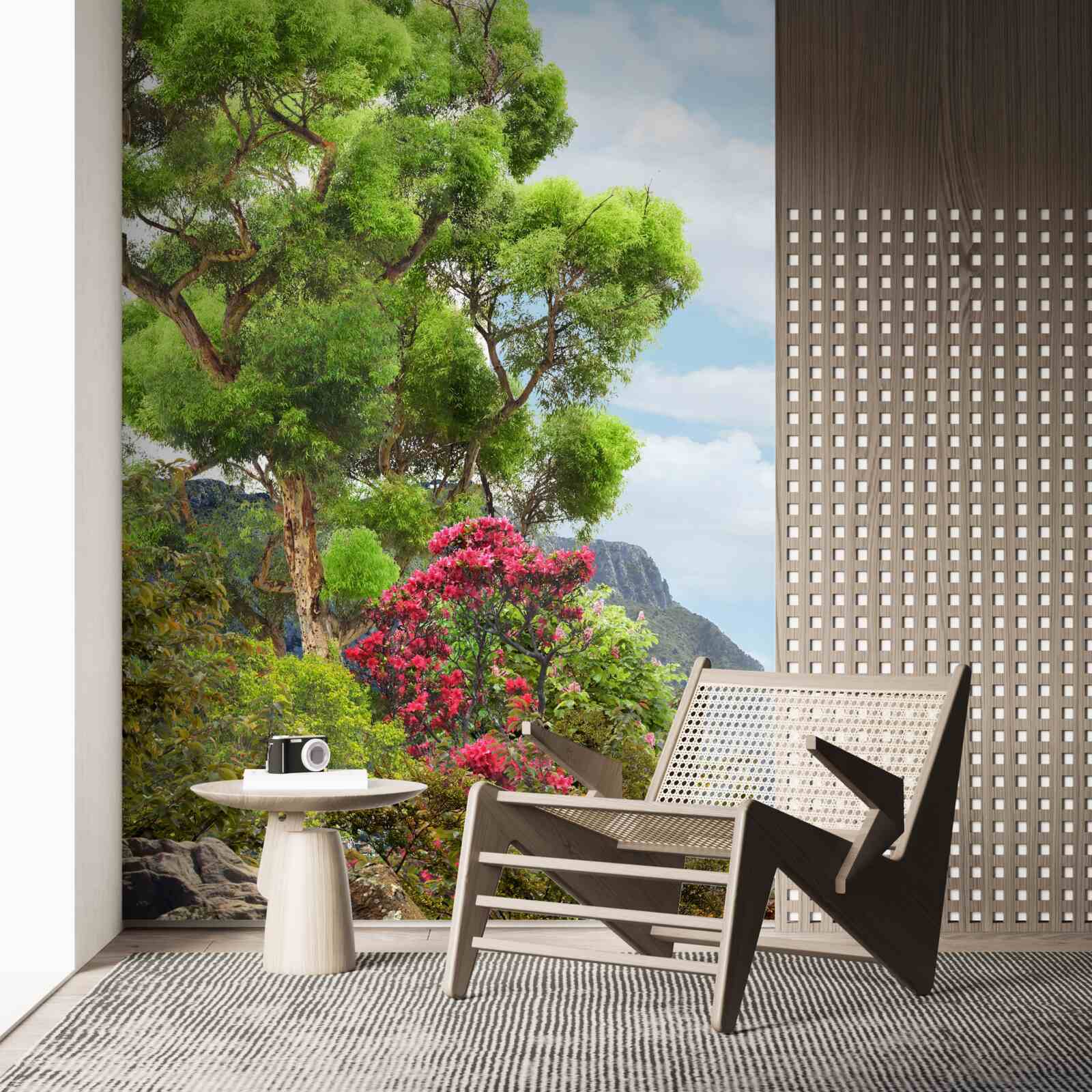 Fotobehang gras en bergbeek