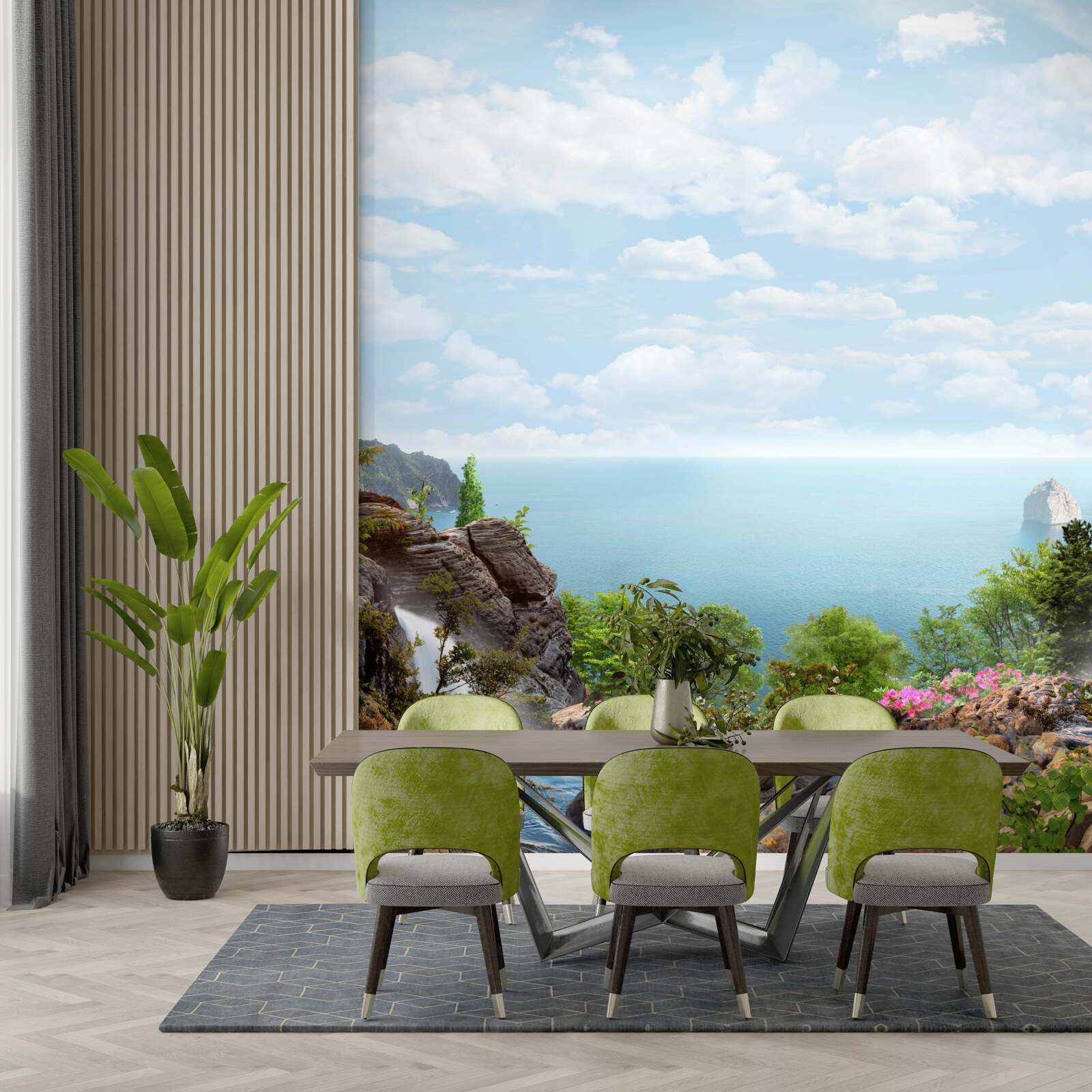 Fotobehang waterval op de rand van de klif