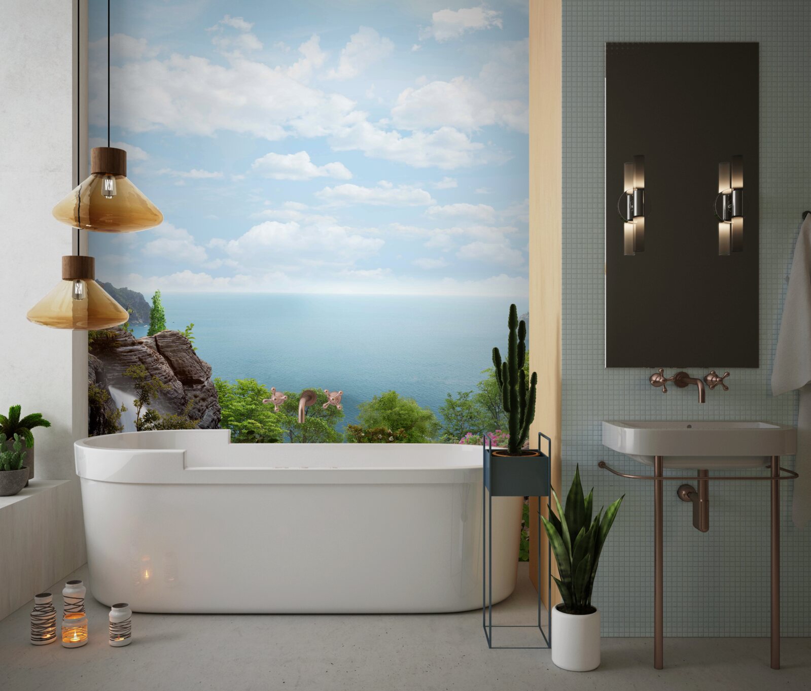 Fotobehang waterval op de rand van de klif