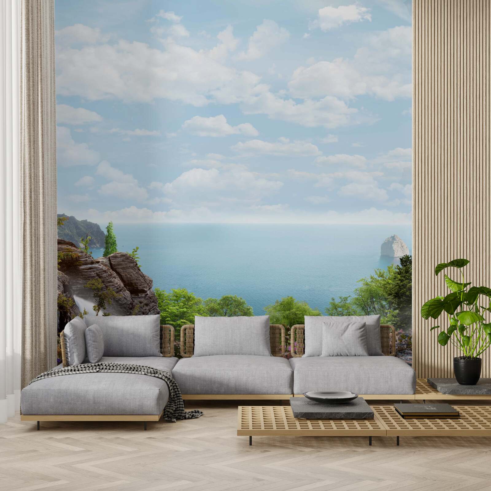 Fotobehang waterval op de rand van de klif