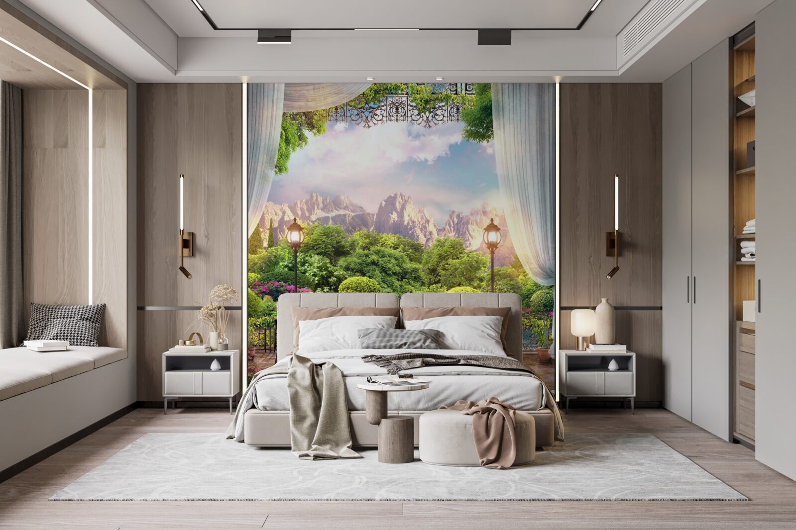 Fotobehang café met prachtig uitzicht