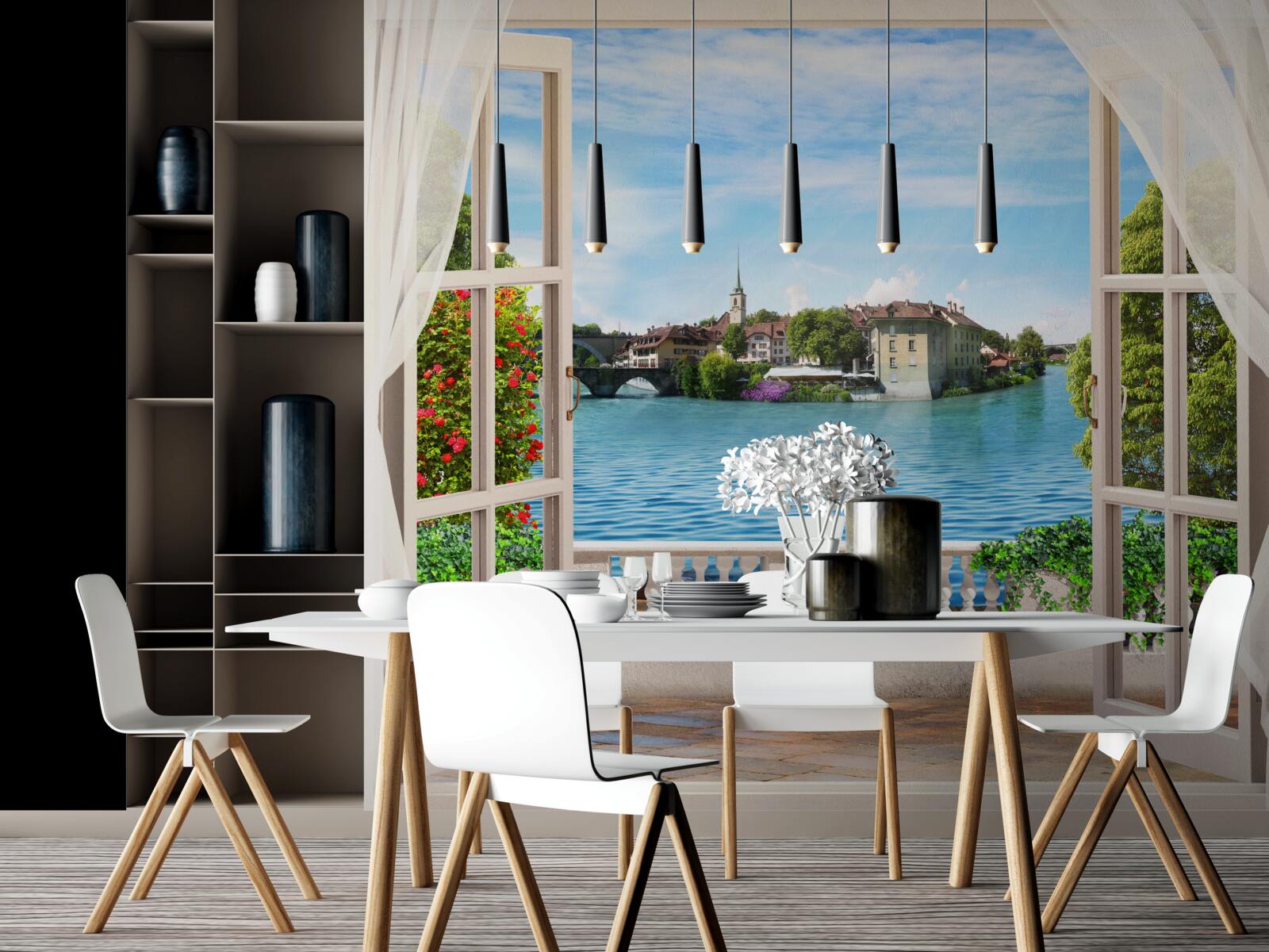 Fotobehang landschap van kalme blauwe zee