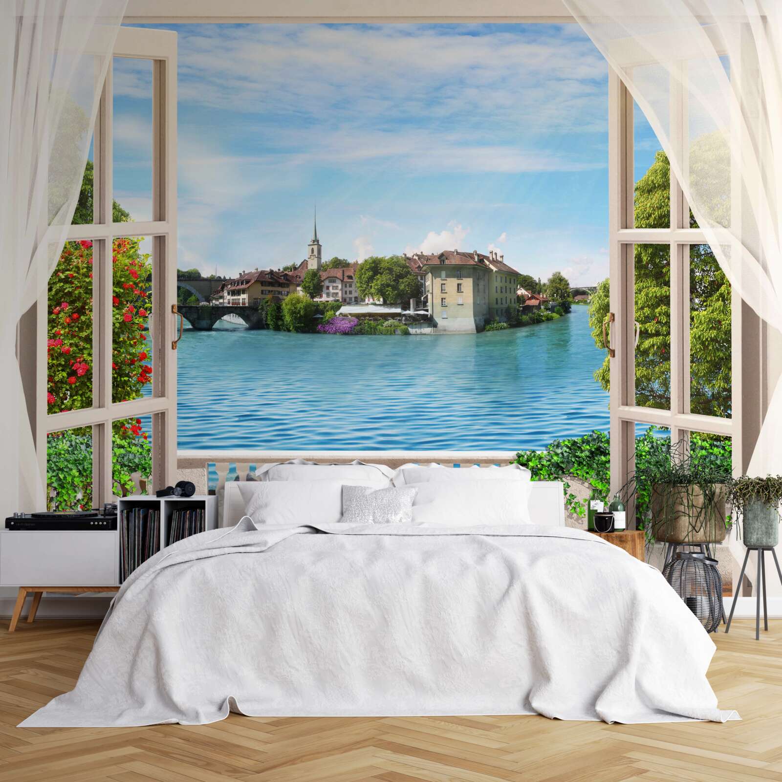 Fotobehang landschap van kalme blauwe zee