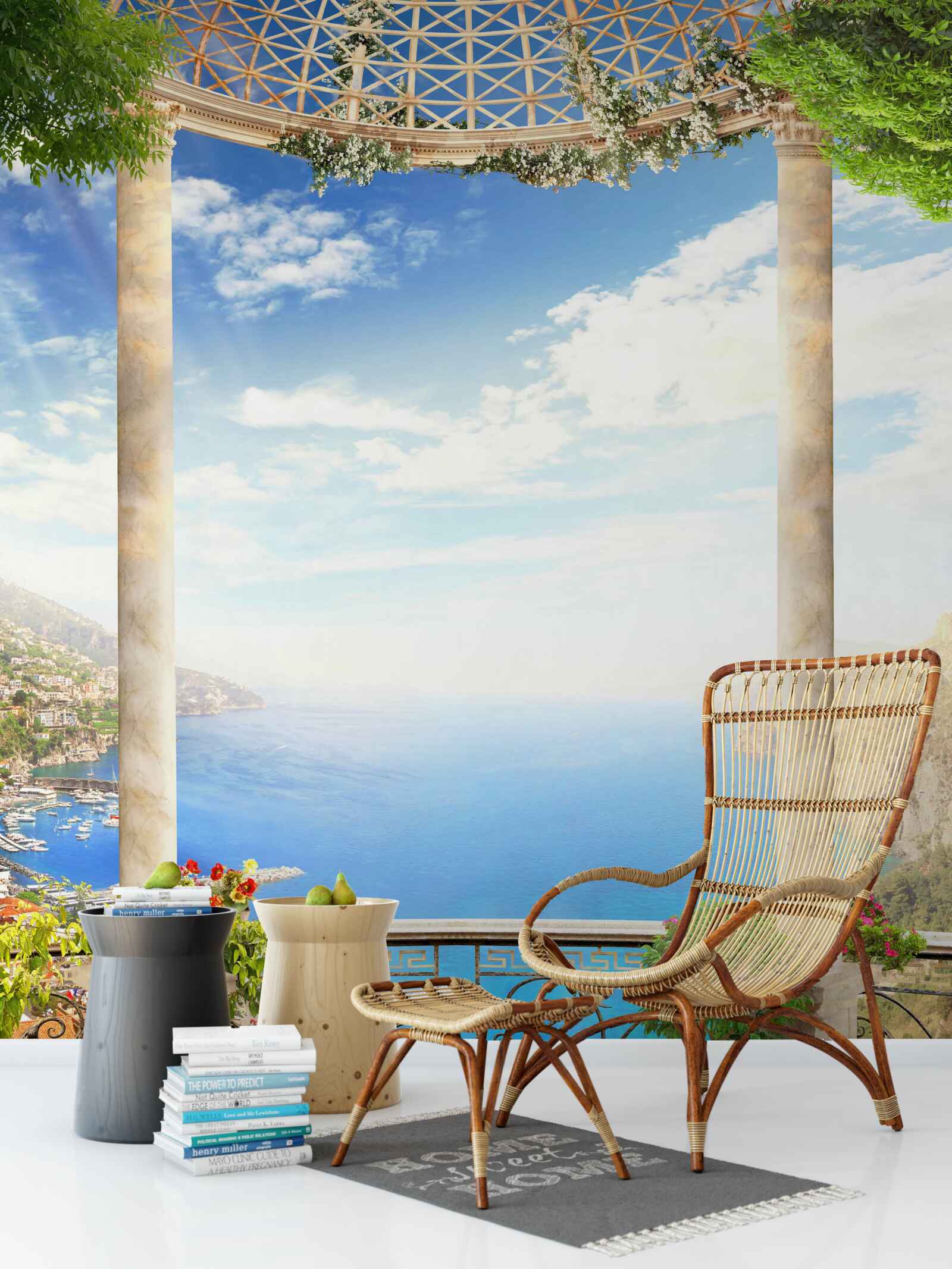 Fotobehang platform met uitzicht op zee