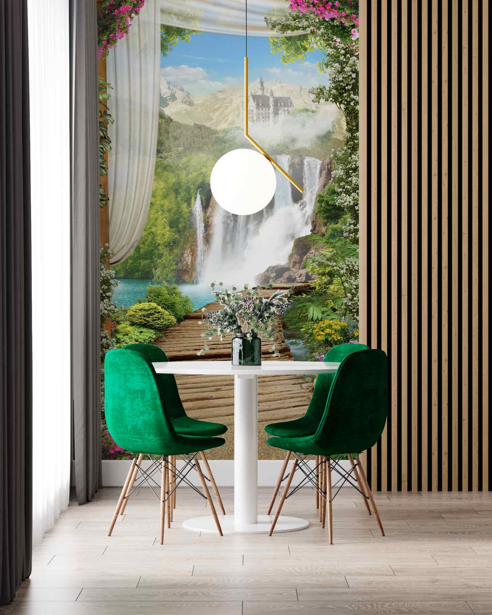 Fotobehang pad naar de waterval