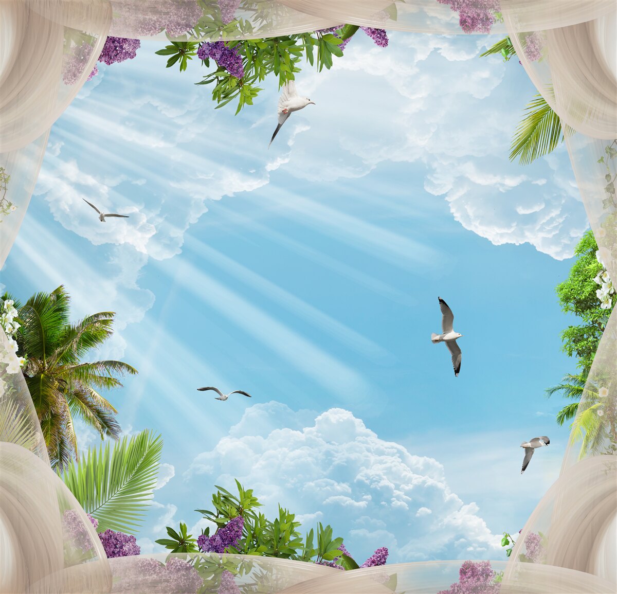 Fotobehang vogels en de lucht