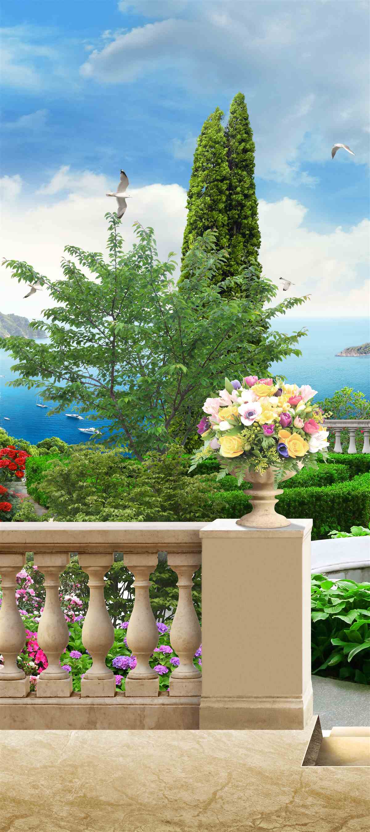 Fotobehang potbloemen