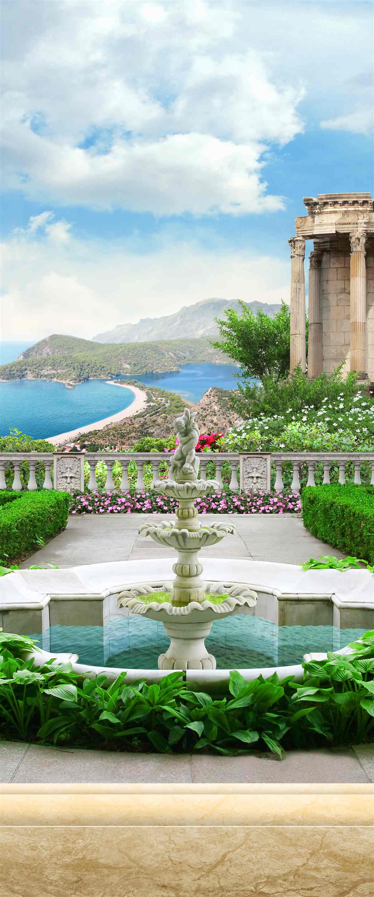 Fotobehang waterpartij in de tuin