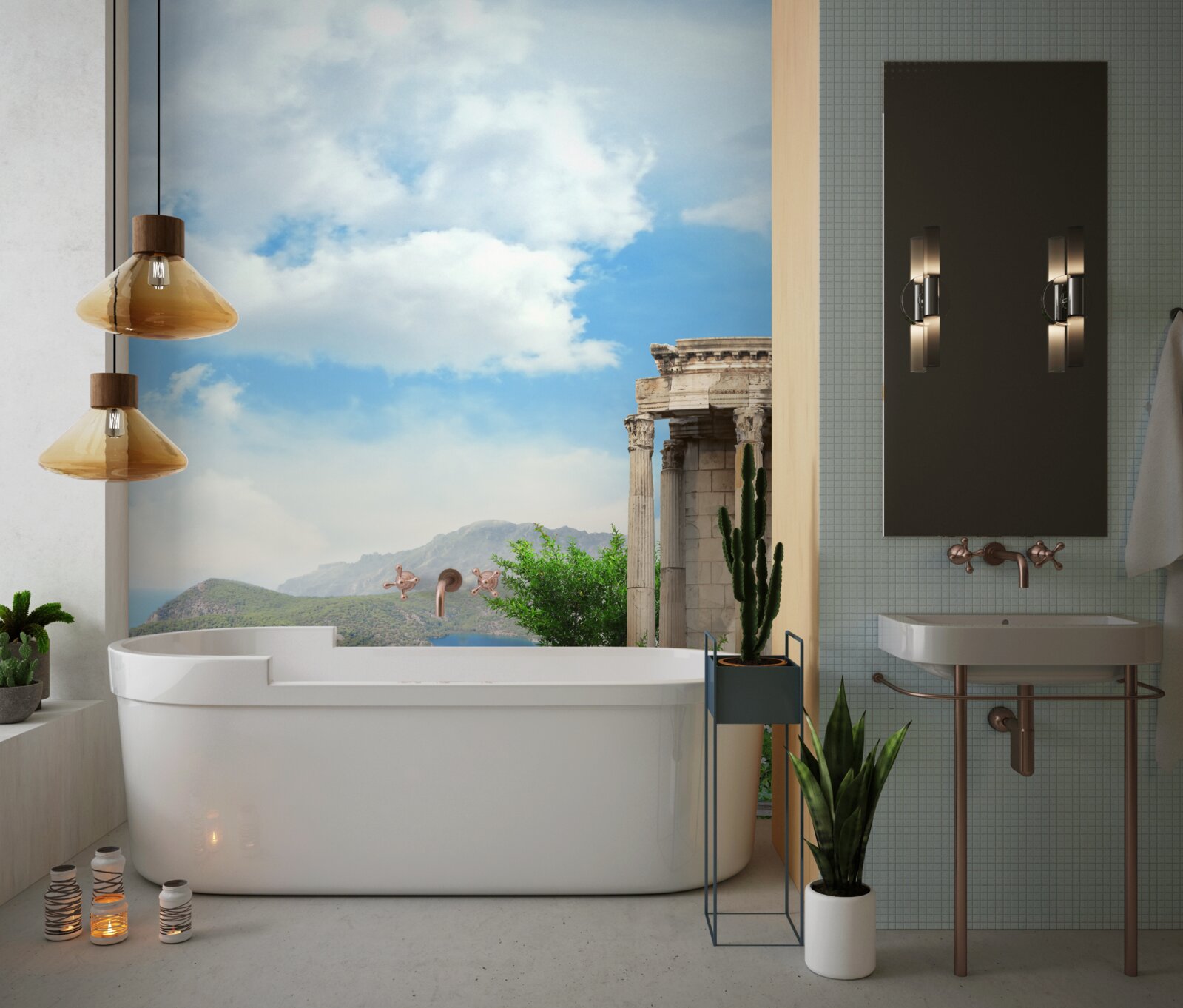 Fotobehang waterpartij in de tuin